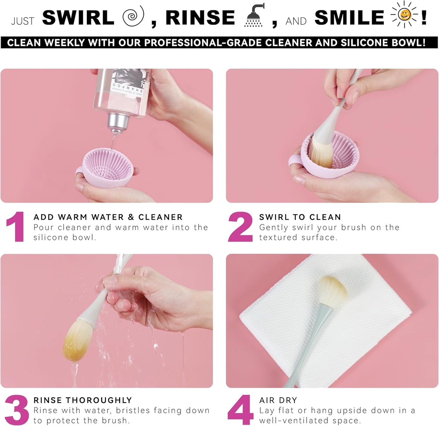 Makeup Brush Cleaner, Tea Tree Oil, Shampoo for Sponges & Puffs, Deep Cleaning, Antibacterial, Conditions Bristles, Gentle, Vegan & Cruelty-Free, Large Value Size, 25.36 fl oz