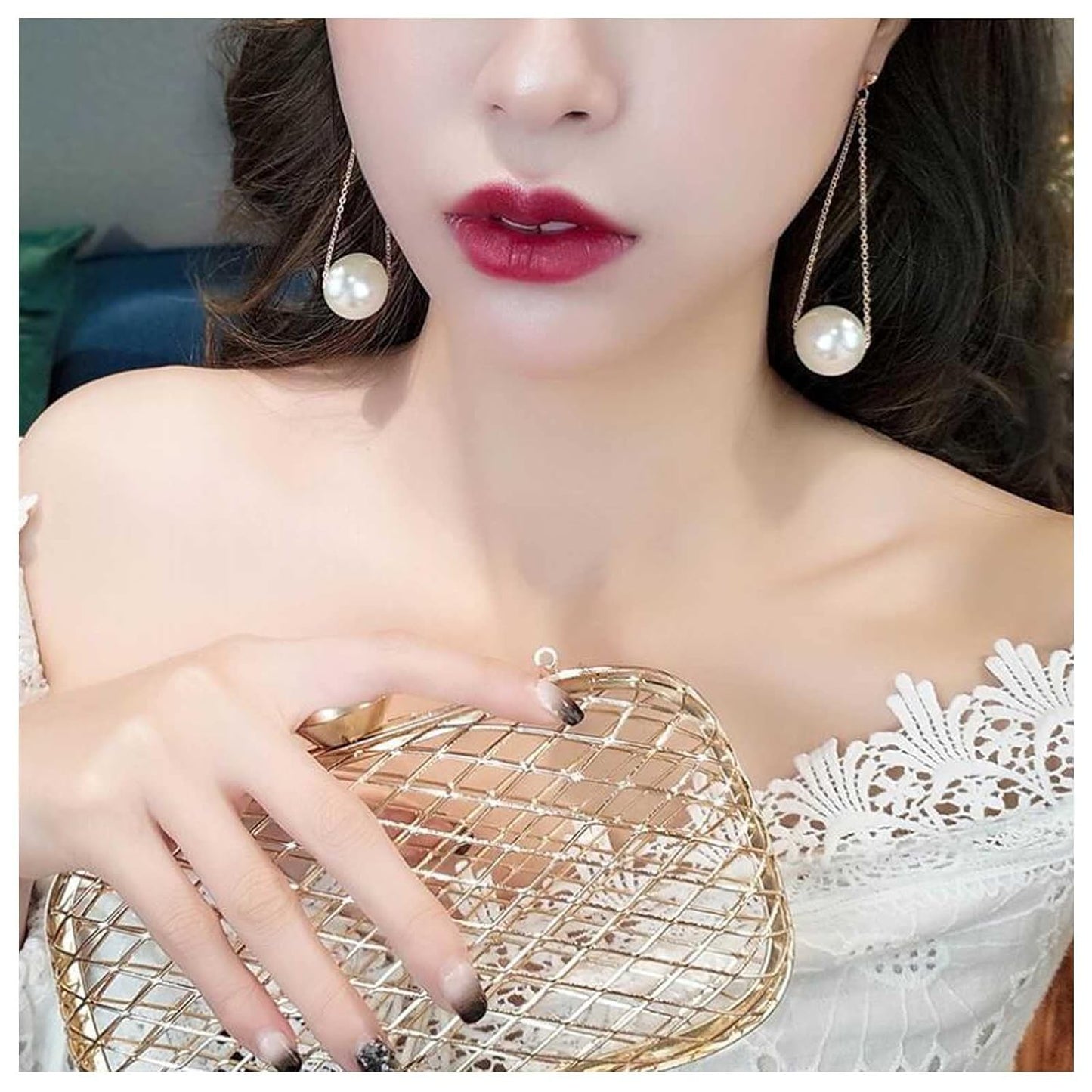 Vintage Pearl Earrings Long Pearl Stud Earrings Boho Gold Pearl Pendant Earrings Big Pearl Dangling Earrings Jewelry for Women and Girls