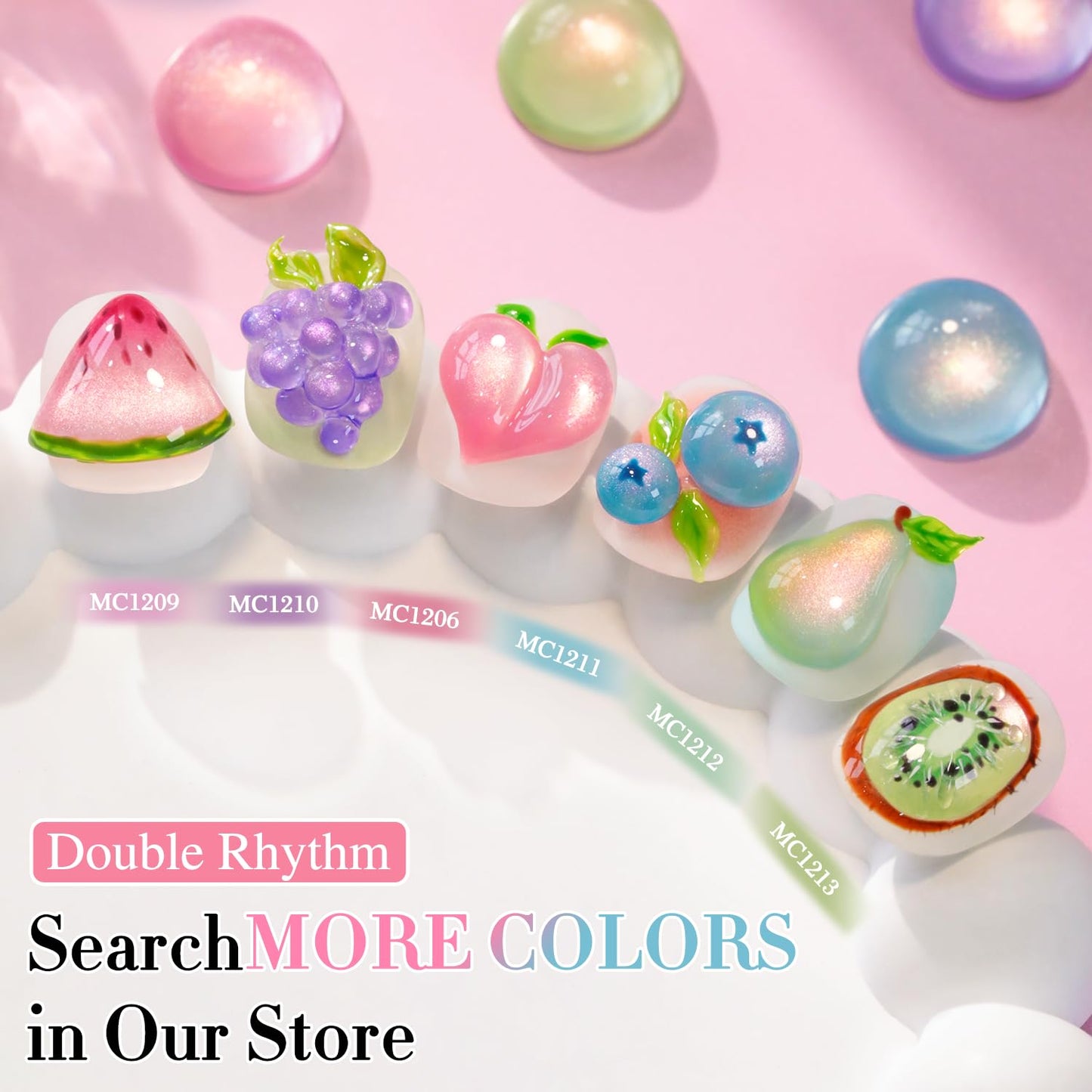 Double Rhythm 0.5 OZ Cat Eye Gel Polish with Magnet 15ML Holographic Glitter Shimmer Translucent Jelly Color Magnetic Nail Polish Salon DIY at Home (Light Green-MC1212)