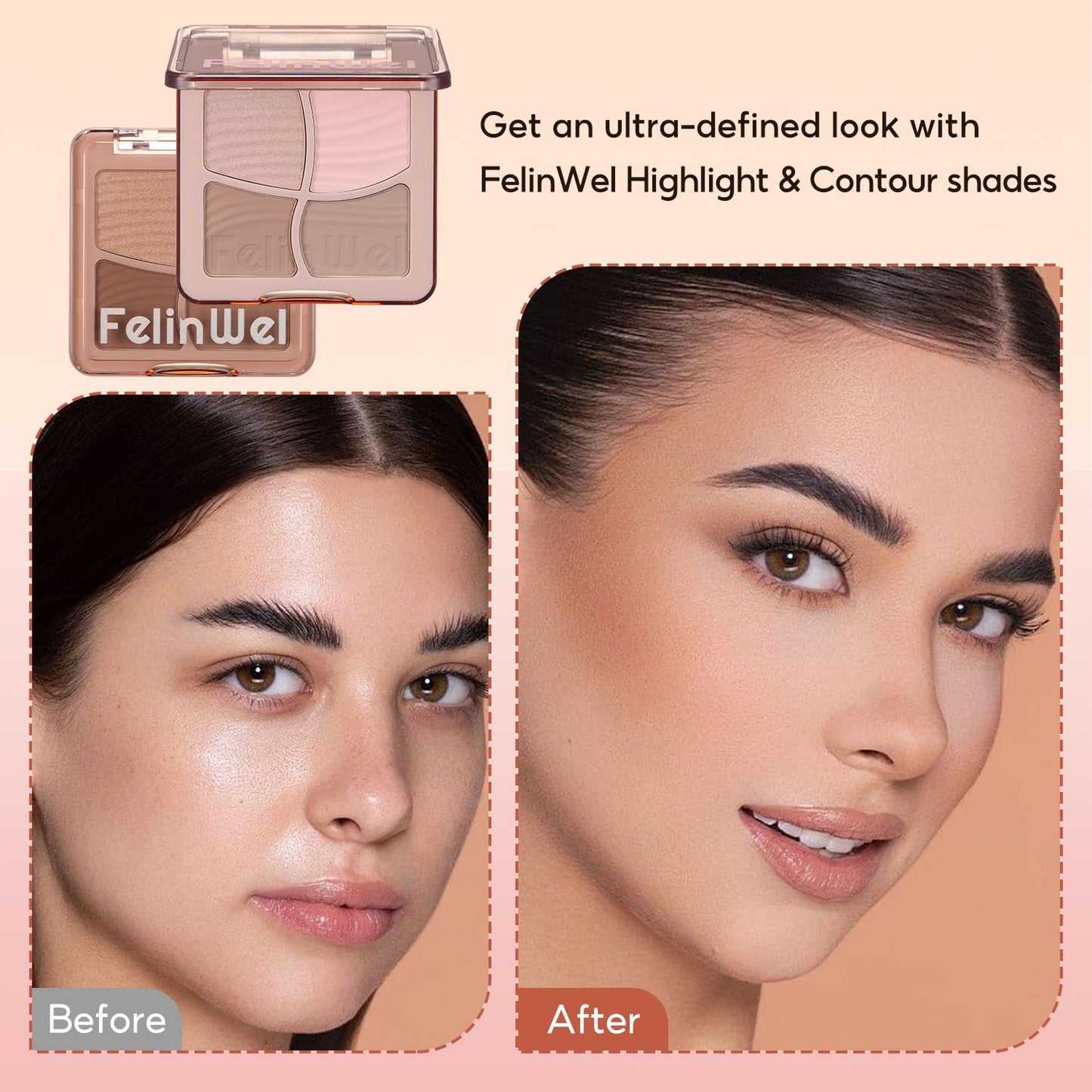 Highlight Contour Makeup Palette Effortless Blending Matte Shimmer Highlighter Palette and Bronzer Powder for Warm Toned Skin