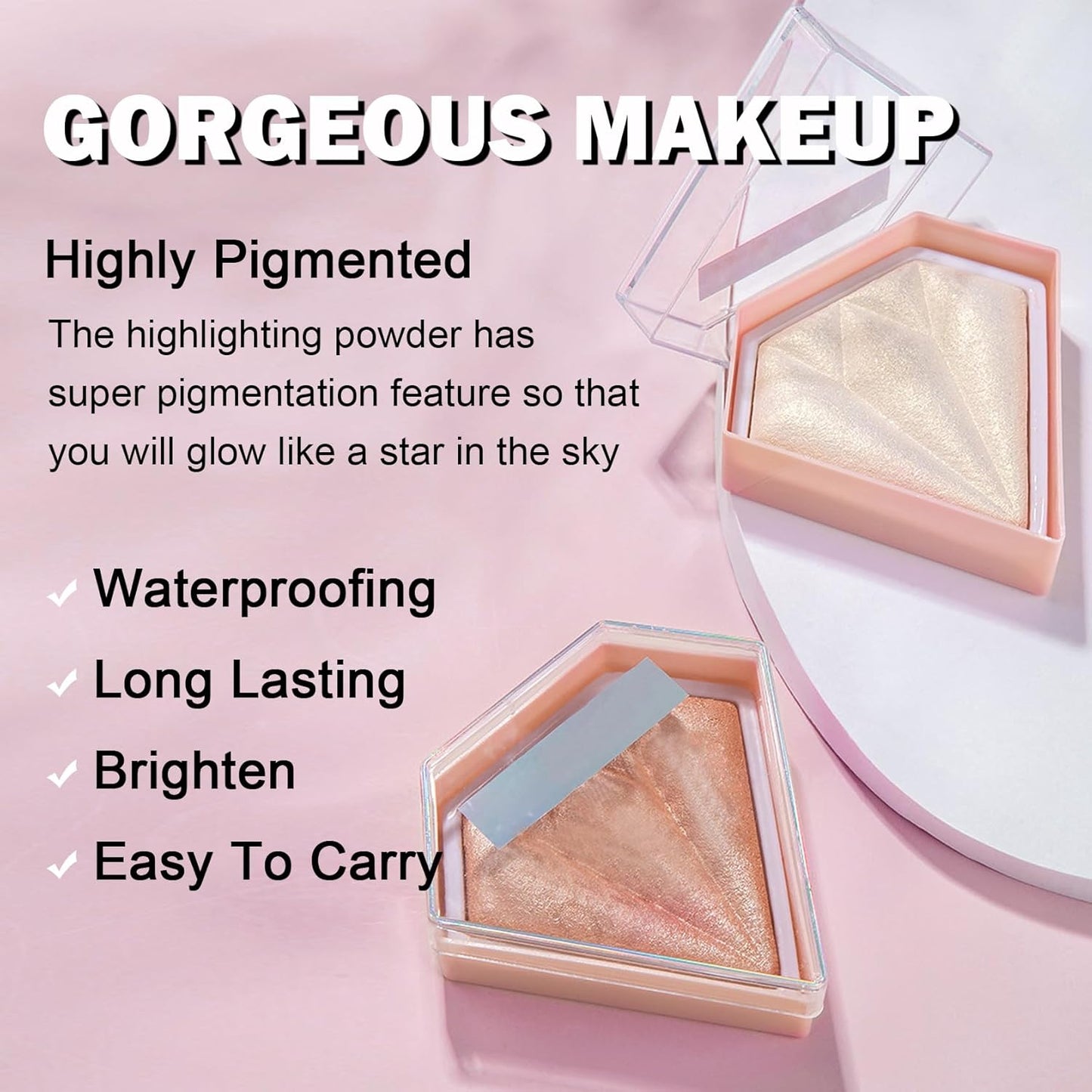White Highlighter Makeup Palette Face Highlighter Powder Iluminadores De Maquillaje Narutal Shimmer Glitter Highlighter Blush Powder Makeup Palette-05 Mermaid Color
