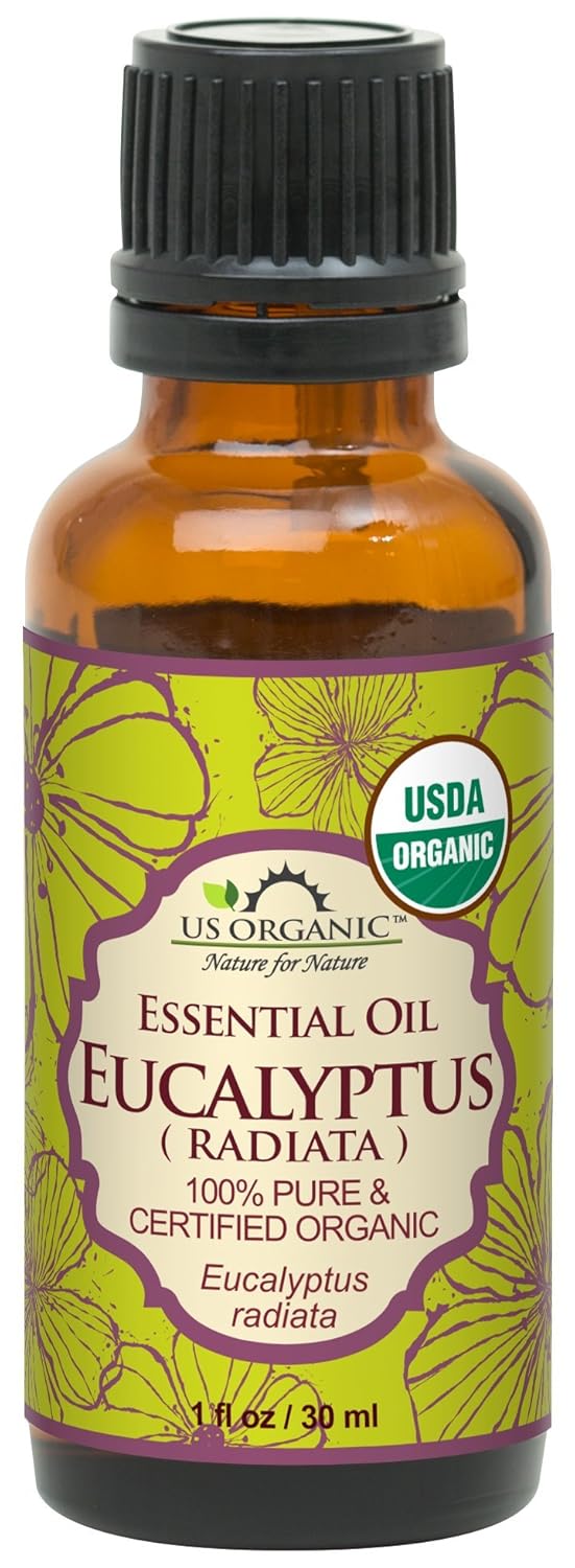 US Organic 100% Pure Eucalyptus Essential Oil (Radiata) - USDA Certified Organic, Steam Distilled - W/Euro droppers (More Size Variations Available) (30 ml / 1 fl oz)