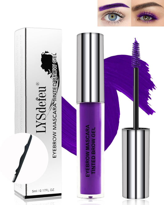 Tinted Eyebrow Mascara Gel-1Pcs Long-lasting Waterproof Smudge-proof Purple Brow Glue Colored Liquid Mascara,Tinted Brow Filler Curling Mascara,Women‘s Day Eye Makeup Gift for Women Girl-08