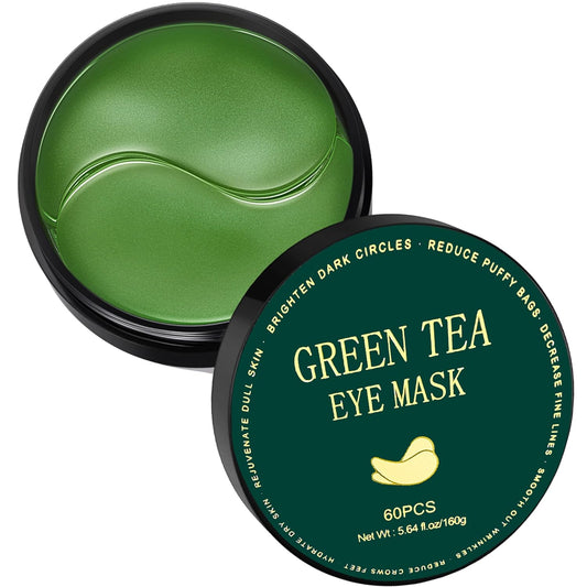 Under Eye Masks, 60pcs Green Tea Collagen Eye Mask, Green Under Eye Patches for Puffy Eyes,Dark Circles,Eye Bags,Puffiness,Natural Moisturizing Collagen Eye Gel Pads, Anti-Aging Eye Masks