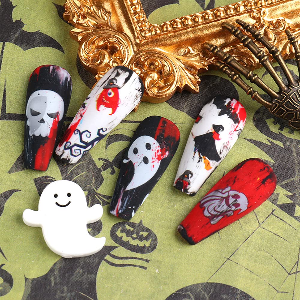 Halloween Series Transfer Stickers Kawaii Nail Art Foils Tattoo Decals - Pumpkin, Ghost, Sugar Skull, Haunted House, Spider Web, Candy Wrap Design - Manicure Tips Decorations Supplies