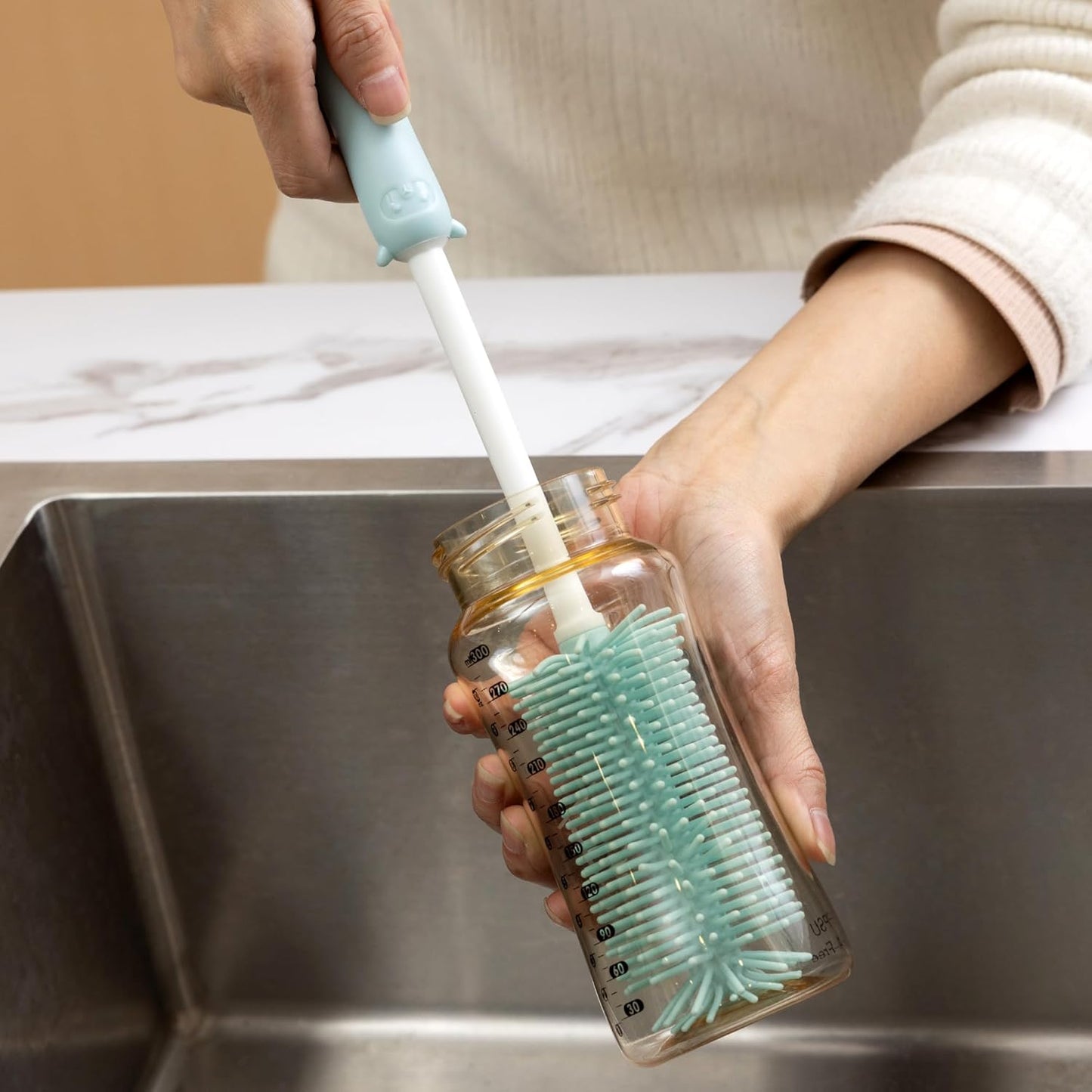 Baby Bottle Drying Rack and Cleaning Set, with Straight Silicone Baby Bottle Brush, Pacifier Brush, Straw Brush, Cup Lid Cleaning Brush, 2025 Xmas Holiday Surprise Gift for Newmom, Z Pink