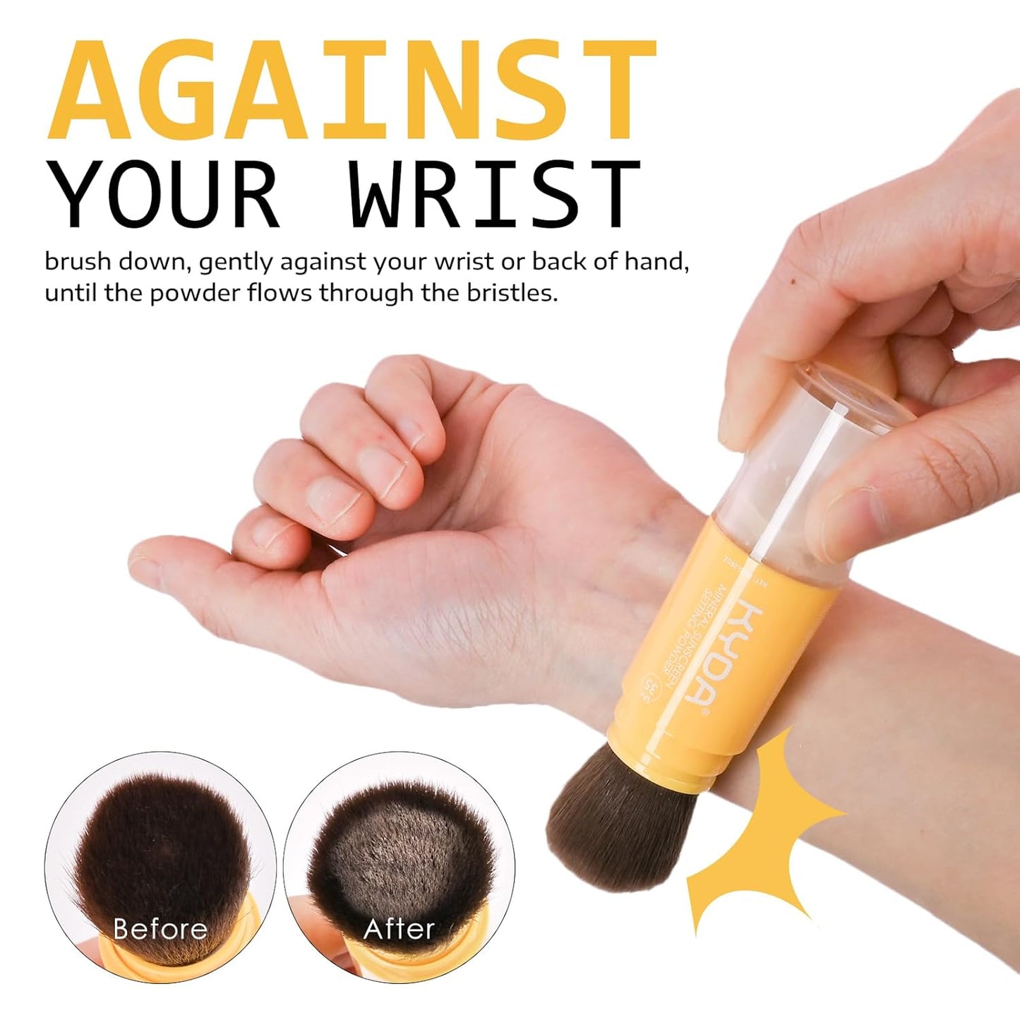 KYDA Mineral Sunscreen Setting Powder, SPF 35, Medium, Mineral Brush Powder, Oil Control Natural Matte Finish, Lasting Lightweight Breathable, All Skin, by Ownest Beauty