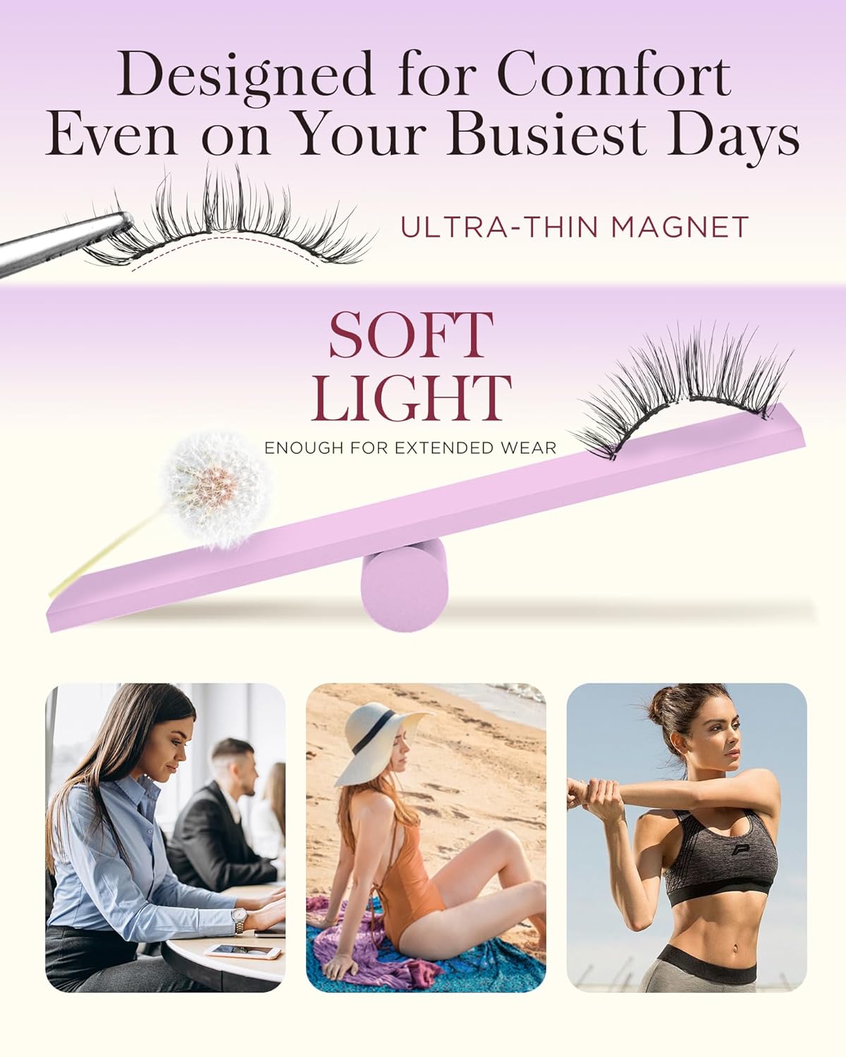 BEYELIAN Magnetic Eyelashes with Applicator, Soft Magnetic Lashes Natural Look Comfortable & Secure Fit Easy to Apply Reusable (1 Pairs, CS01)