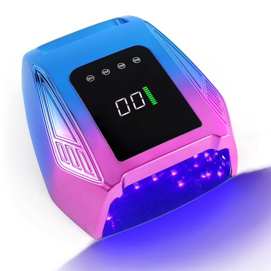 Cordless UV LED Nail Lamp, 96W Rechargeable UV Nail Lamp for Gel Nails, UV Nail Light with 4 Timer Setting, Professional Quick Dry Nail UV Lamp with Display Auto Sensor