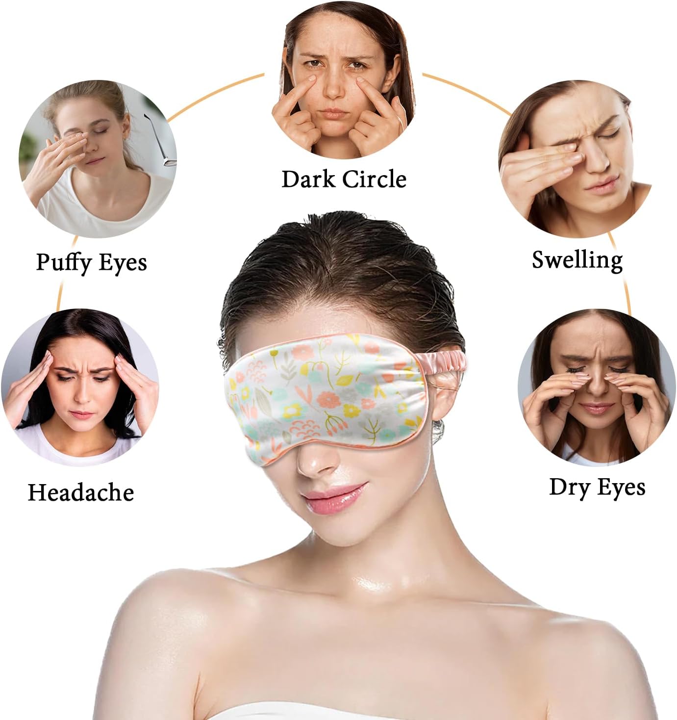 Cooling Eye Mask,Gel Eye Mask for Dark Circles,Migraines,Eye Surgery,Warm Compress for Eyes,Eye Mask for Dry Eyes,Blepharitis & Stye Eye Treatment,3 in 1 Weighted Eye Mask for Sleeping(Yellow)