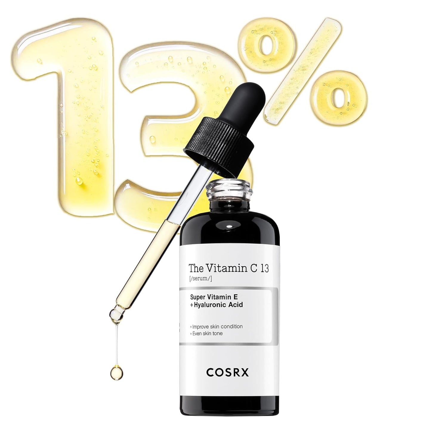 COSRX Pure Vitamin C 13% Serum with Vitamin E & Hyaluronic Acid, Hydrating Facial Serum for Fine Lines, Uneven Skin Tone & Dull Skin, 0.67fl.oz/20ml, Korean Skin Care