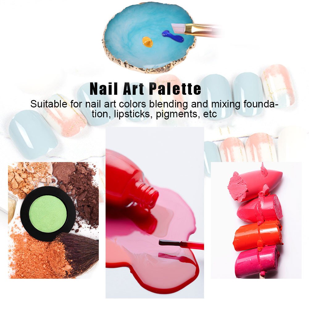 Nail Art Palette, Natural Resin Stone Nail Art Palette for Painting Placing Things Making Nail(Blue)