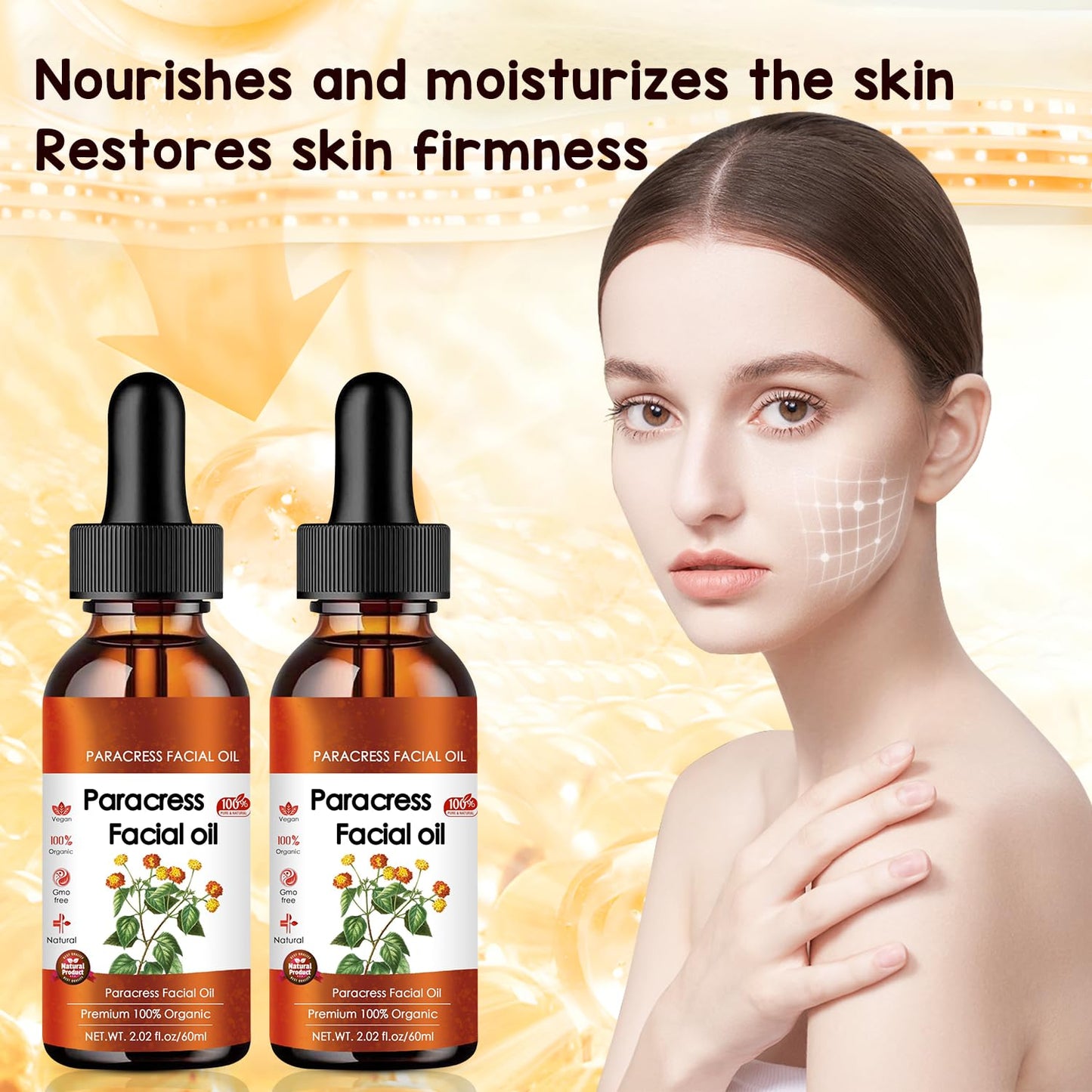 100% Organic Paracress Facial Oil,Paracress Facial Oil,Natural Paracress Extract Oil,Paracress Facial Serum for All Skin Types