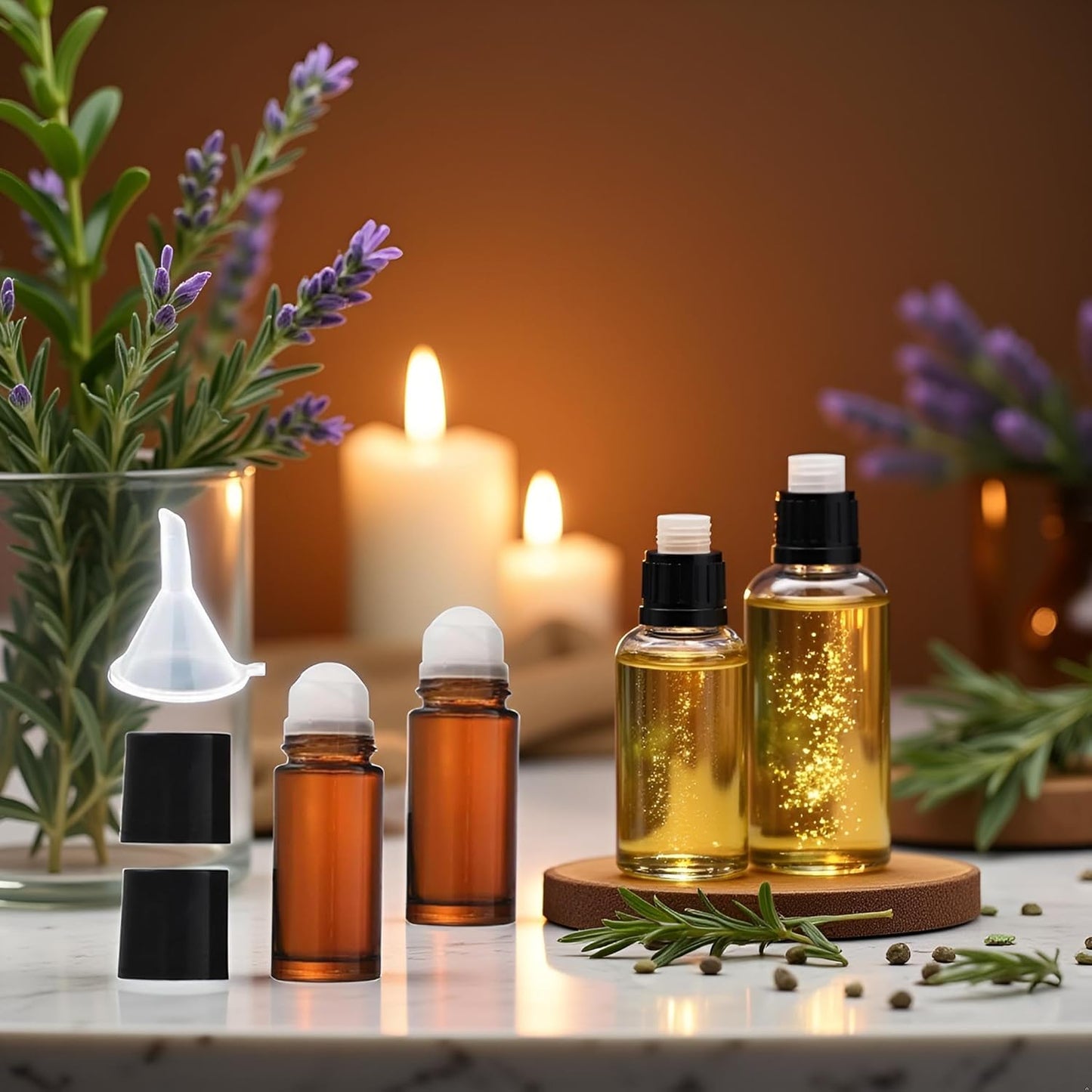 2Pcs Brown 30ml Glass Essential Oil Roller Bottles,Perfume Roller,Refillable Roll on Bottles Container Empty Deodorant Rollerball Beauty and Personal Care Tools for Fragrance Cosmetics Roll on ottles