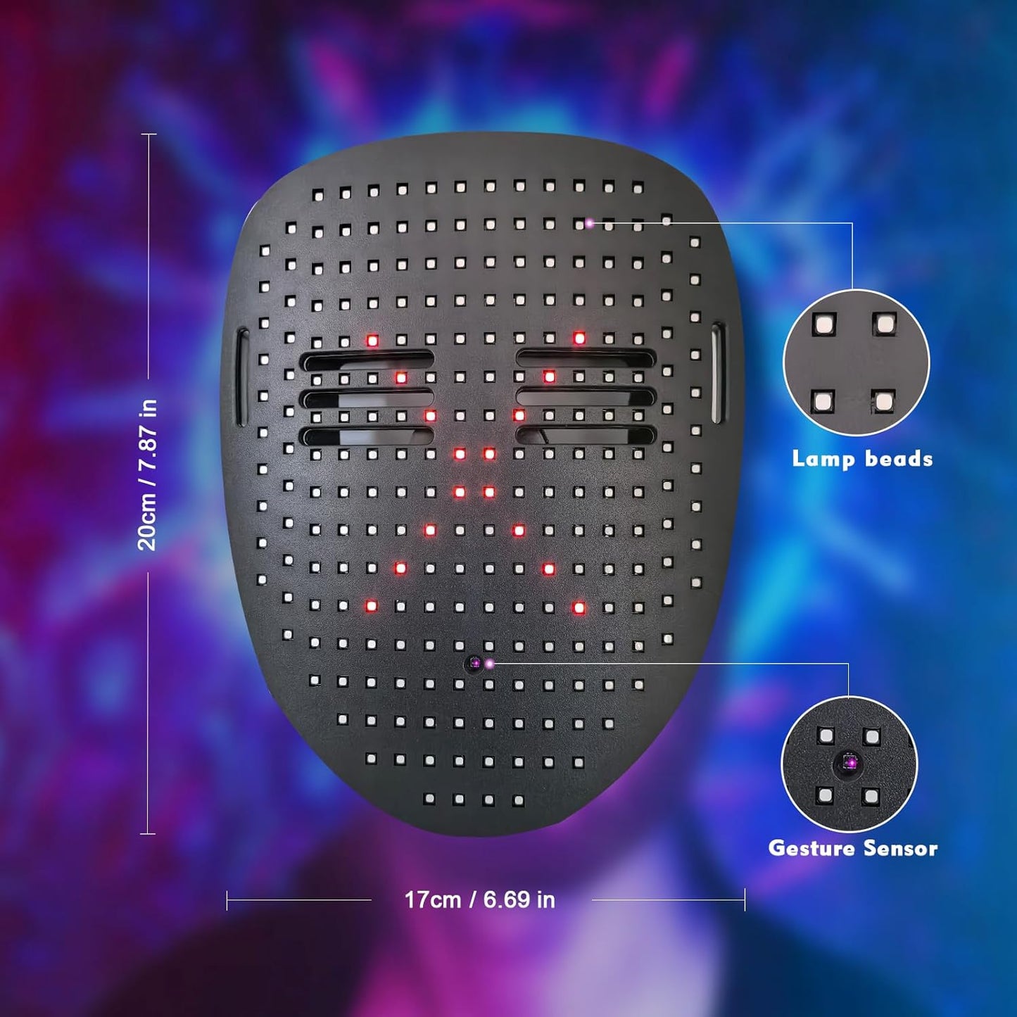 YXYaoZhengYiGeYi LED Mask with Gesture Sensing Transforming for Man/Kids, Unisex Light Up LED Face Cool Masks for Halloween Costume Cosplay Party Masquerade