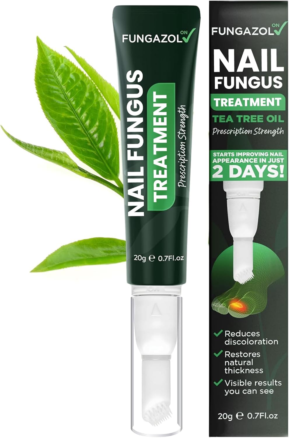 Nail Fungus Treatment Extra Strength for Toenail & Fingernails | Antifungal Nail Treatment with Tea Tree Oil | Fast-Acting, No-Touch Applicator | Restores Thickness & Discoloration | 20g