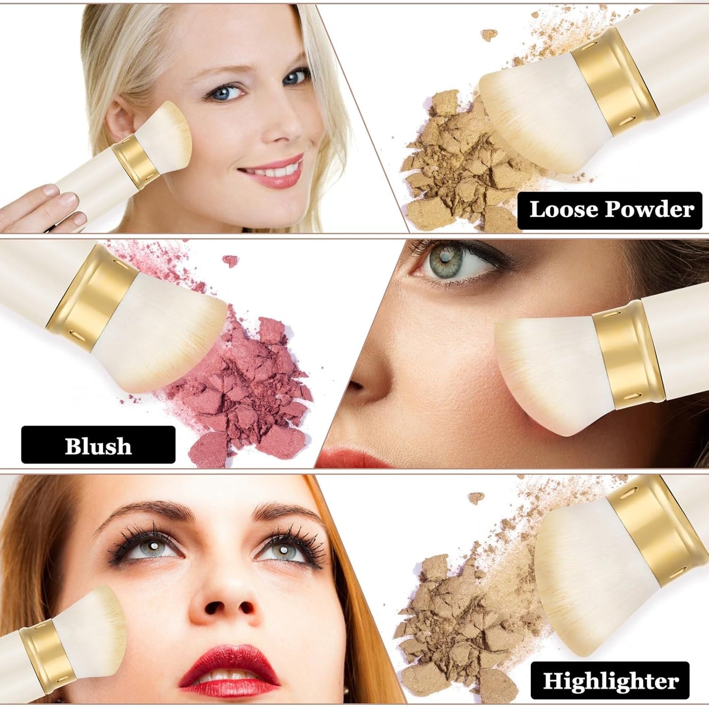 Falliny Retractable Kabuki Makeup Brush, Travel Powder Blush Brush Foundation Makeup Brush with Cover for Blush, Sunscreen,Bronzer, Buffing, Concealer,Highlighter, Powder Cosmetics