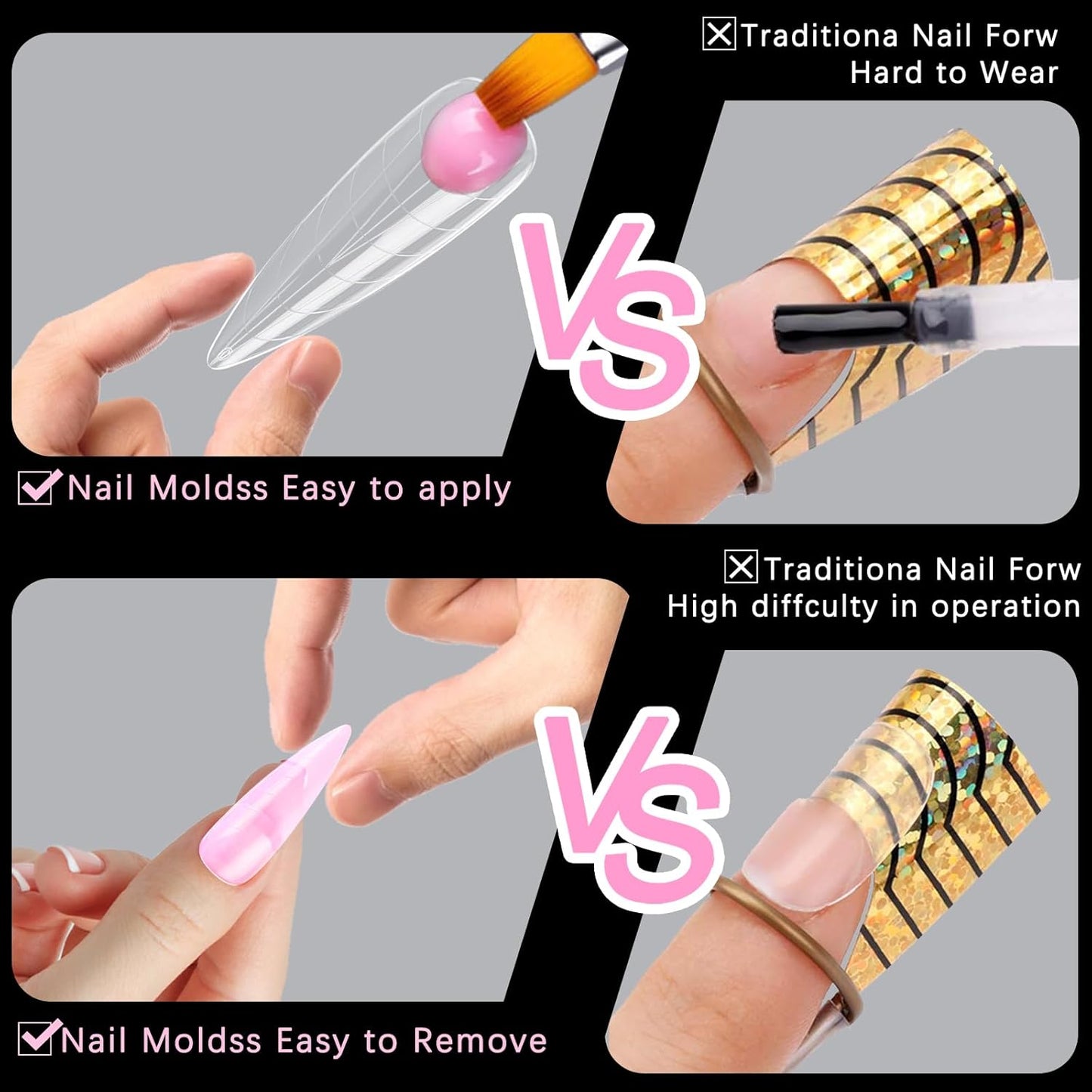 120 Pcs Poly Extension Gel Dual Nail Forms Nail Molds With Scale Builder Coffin Nail for Gel Manicure Nail Art Design Salon DIY at Home (Long Water Drop Dual Nail Forms Set)