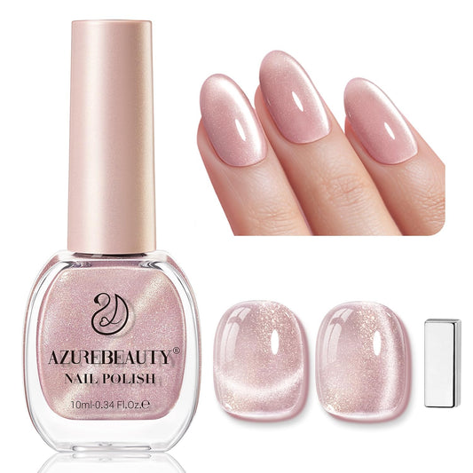 AZUREBEAUTY Cat Eye Nail Polish Quick Dry Nude Glitter Toe Nail Polish Natural Shine Nail Lacquer Salon-Quality for Women Girl Gifts
