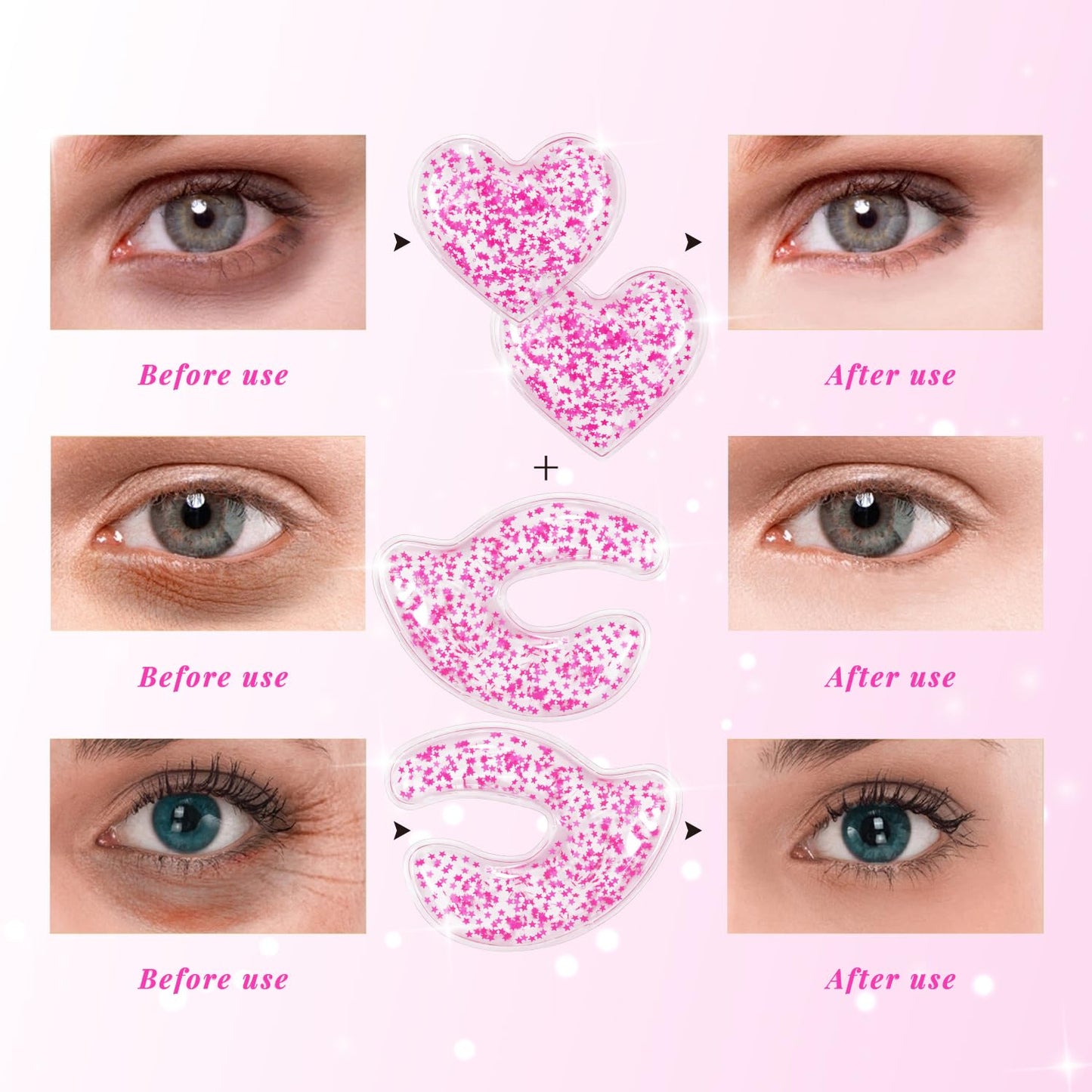 Reusable Eye Patches, Gel Eye Pads Cold Warm Eye Compress and Cooling Under Eye Patches for Reduce Puffiness Circles Wrinkle Redness Cooling Eye Mask Ice Packs Pain Relief Relax