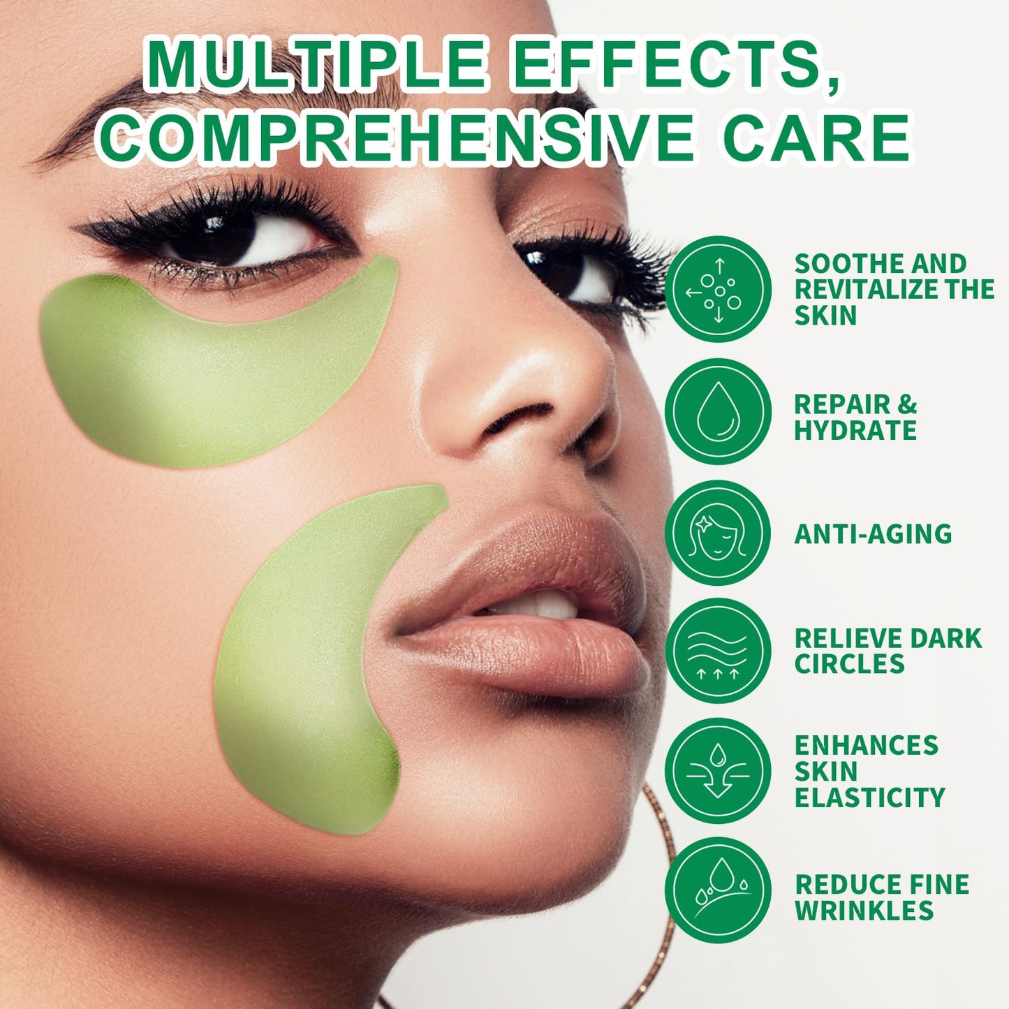 ROUSE Green Algae Under Eye Patches Collagen Eye Mask with Seaweed for Under Eye Bags Dark Circles Natural Eye Gel Pads for Puffy Eyes Moisturizing Repairing-60pcs