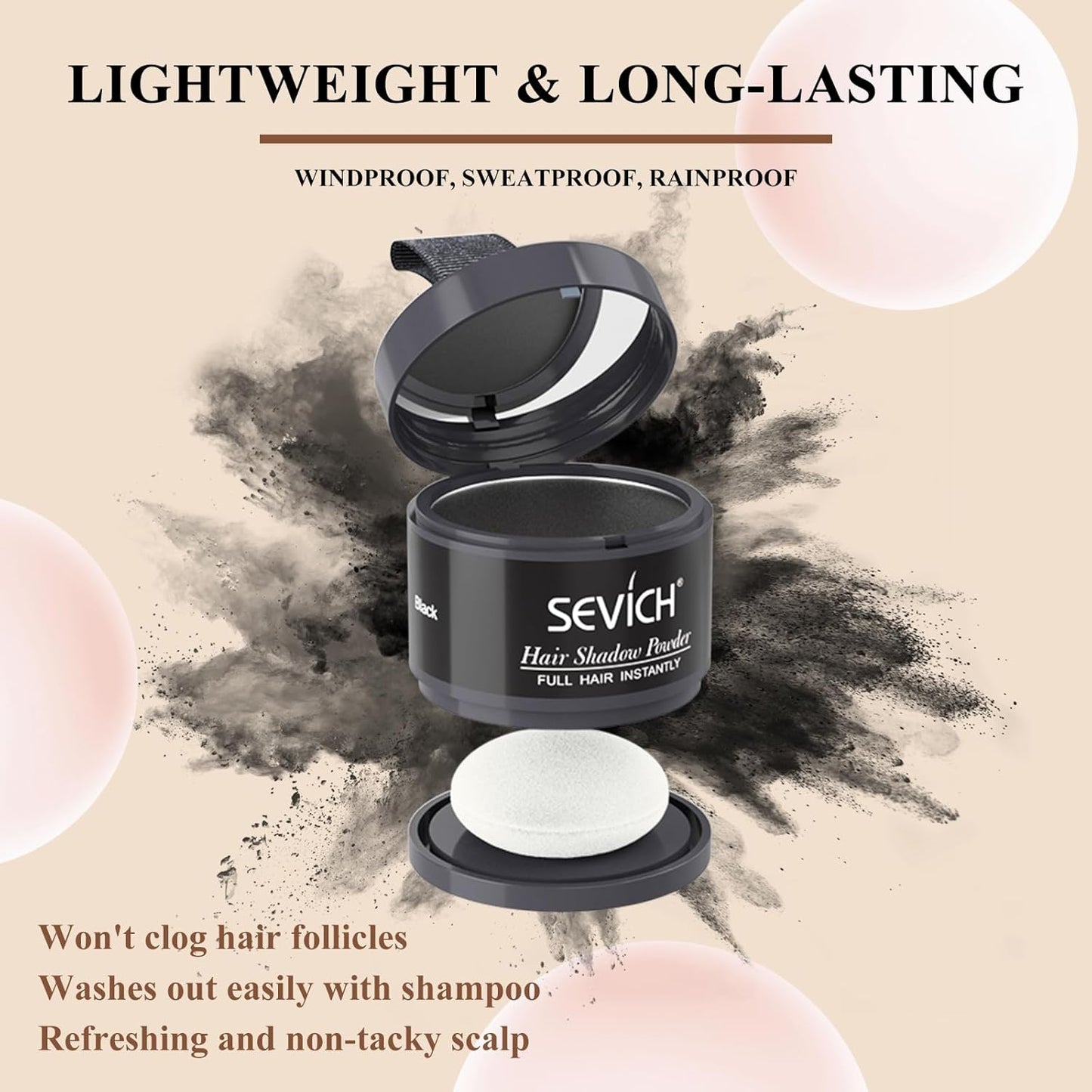 Instantly Hairline Shadow - SEVICH Hairline Powder, Quick Grey Root Concealer for Thinning Hair, Eyebrows & Beard, Windproof & Sweatproof, Light Brown