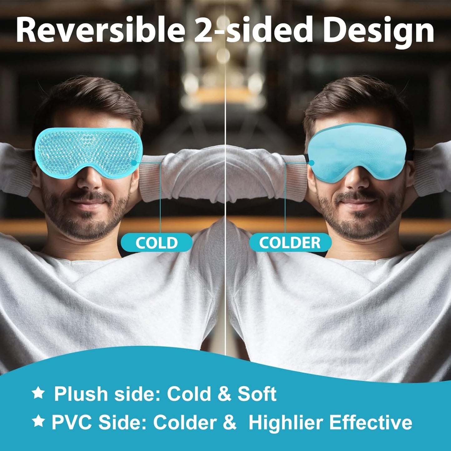 BeeVines Gel Eye Mask, 2 Pack Cooling Ice Masks for Puffy Eyes for Men & Women, Cold & Warm Compress for Post Surgery, Puffiness, Allergies & Treatment(Blue & Purple)