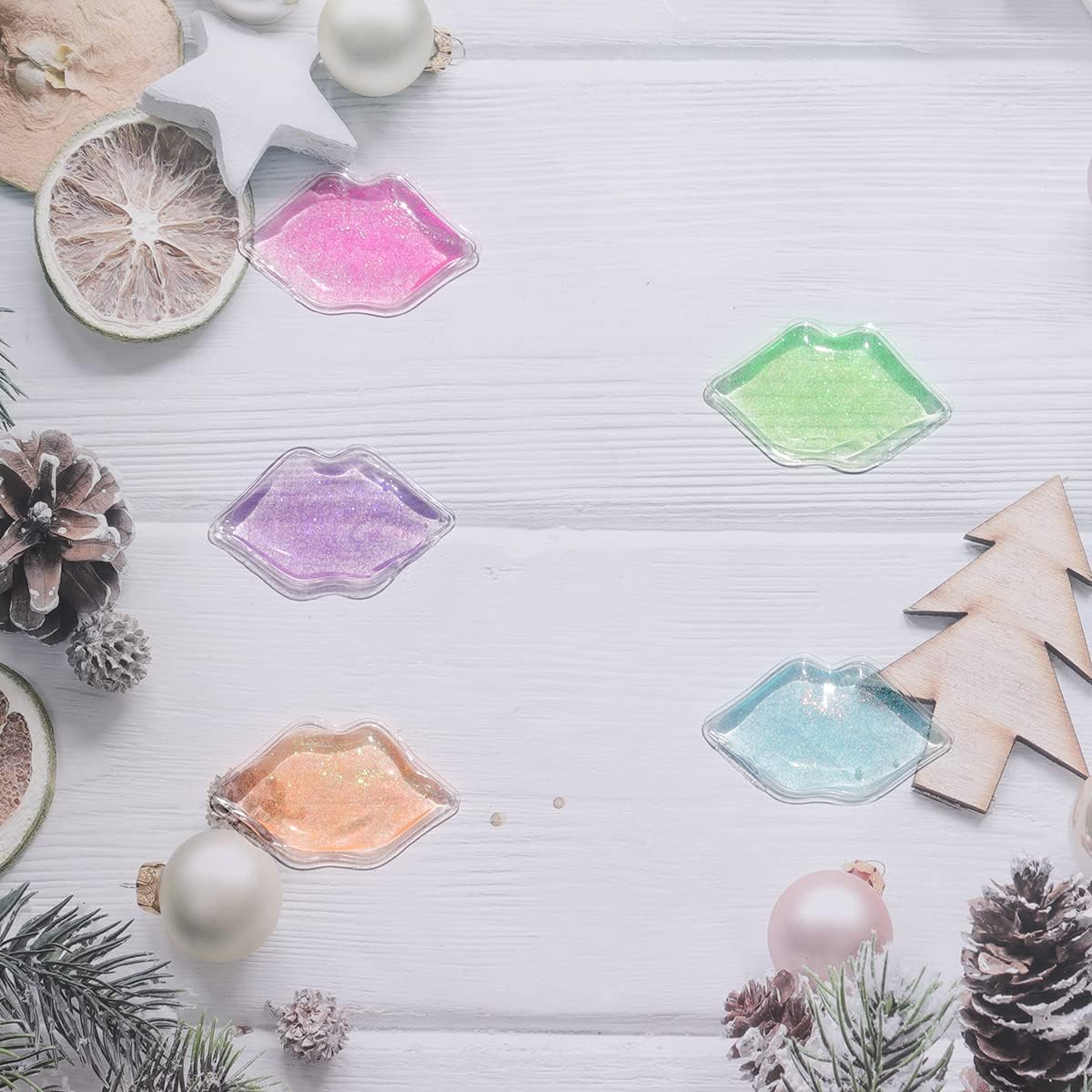 Lips Ice Pack, Lip Shape Gel Ice Pack, Gel Ice Pack for Lip Filler After Care, Reusable Ice Pack Lip Shaped Pads, Pain Relief and Eye Relax, Anti-Aging Lip Care Pad for Reduce Swelling of Lips(5 pcs)