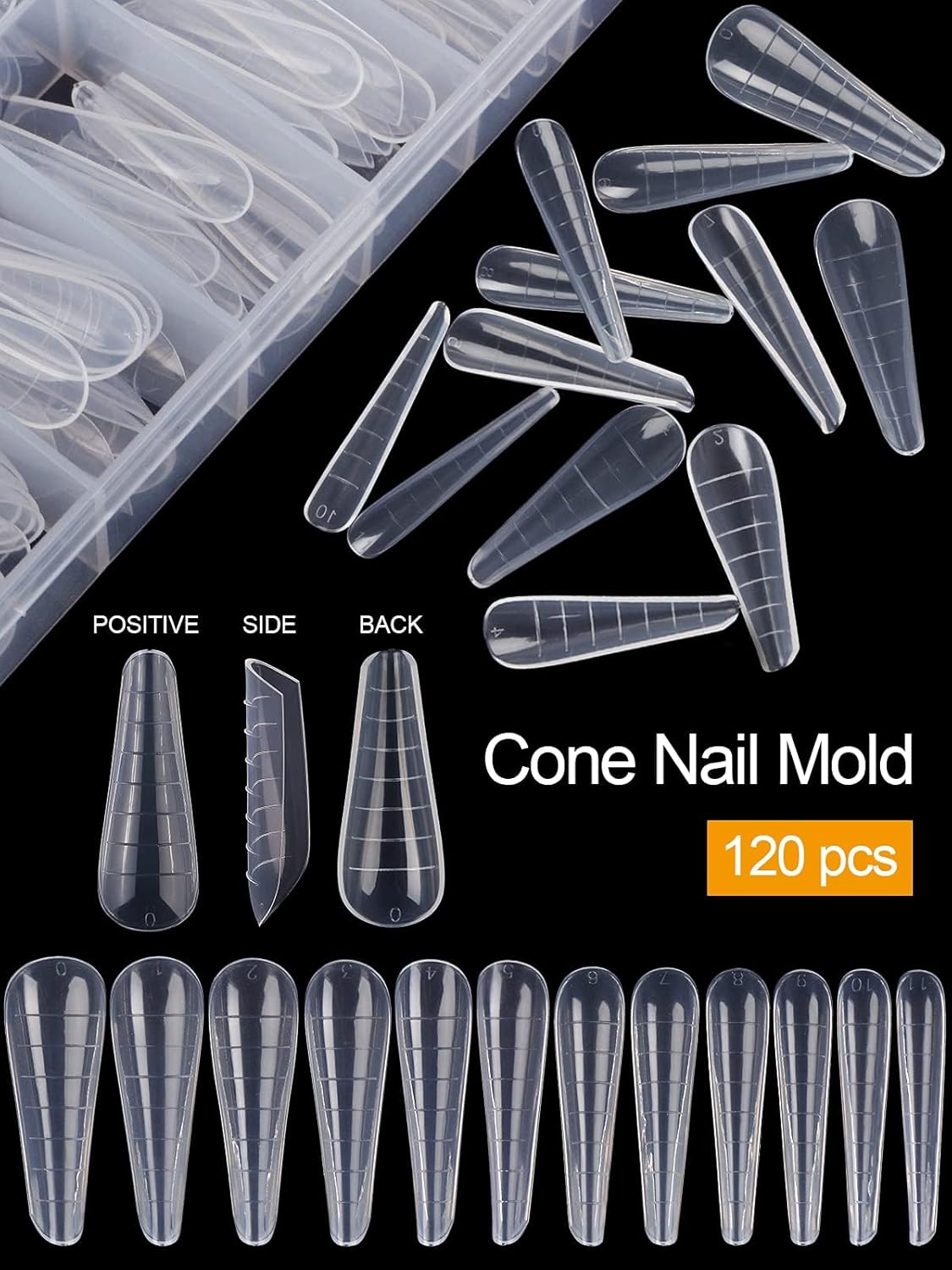 EBANKU 120Pcs Dual Nail Forms for Poly Gel - Extension Stiletto Almond System Mold, False Tips for Builder Gel Art Design Salon & DIY - 12 Sizes