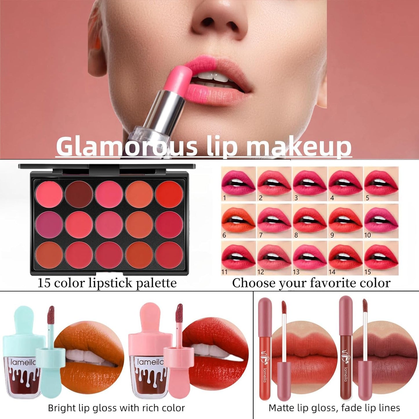 Travel Makeup Kit,Girl Makeup Kit for Girls Ages 8-12,Kids Makeup Sets for Girls 5-8,Makeup Kit for Girls,Makeup Sets For Women Full Kit,Makeup Set for Kids,Suitable for Beginners,Teens