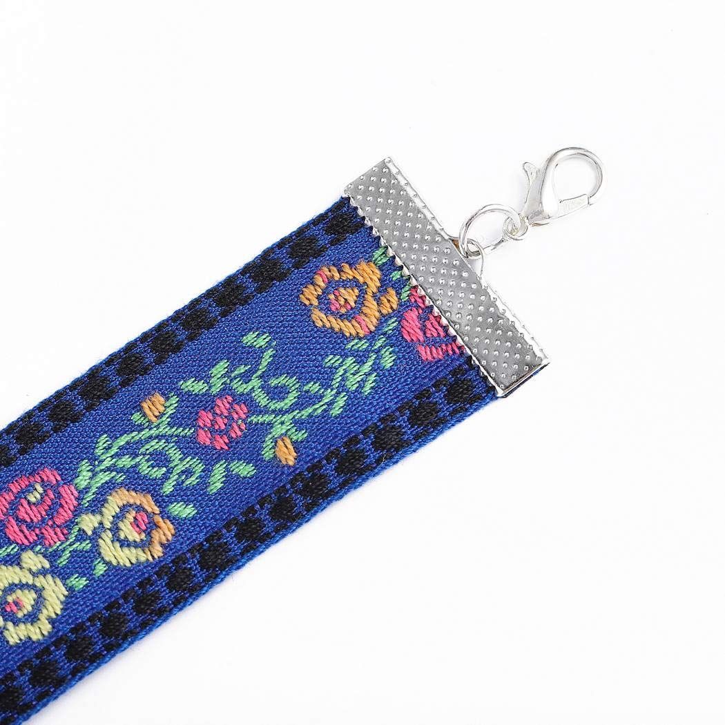 Boho Necklace Flower Choker Necklace Leaves Chain Necklace Jewelry for Women and Girls (Blue)