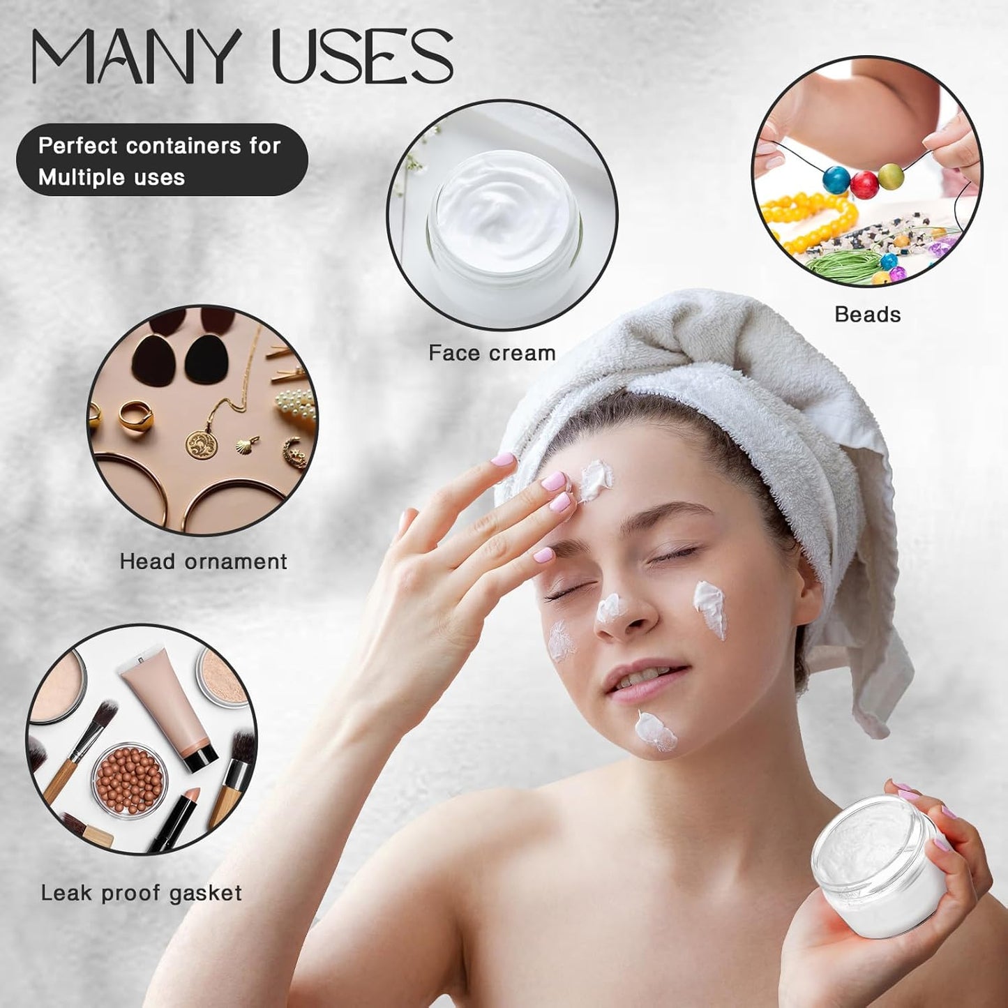 SATINIOR 100 Pcs Plastic Jars with Lids Small Containers Lids Wide Mouth Small Plastic Containers for Lotion Cream Rhinestones Body Butters Travel Storage(4 oz,Black)