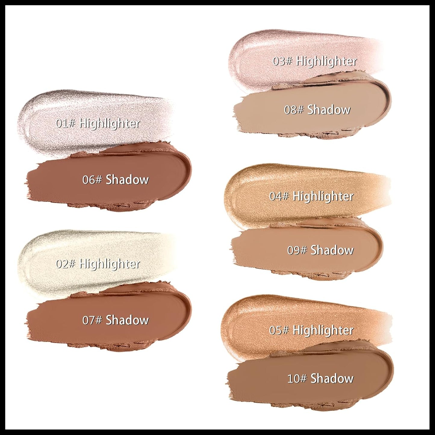 MIELIKKI 2Pcs Cream Contour Stick Makeup, Highlighter Stick and Bronzer Stick for Face Sculpting, Easy to Apply & Blend, Long Lasting, Waterproof, Matte Finish,0207