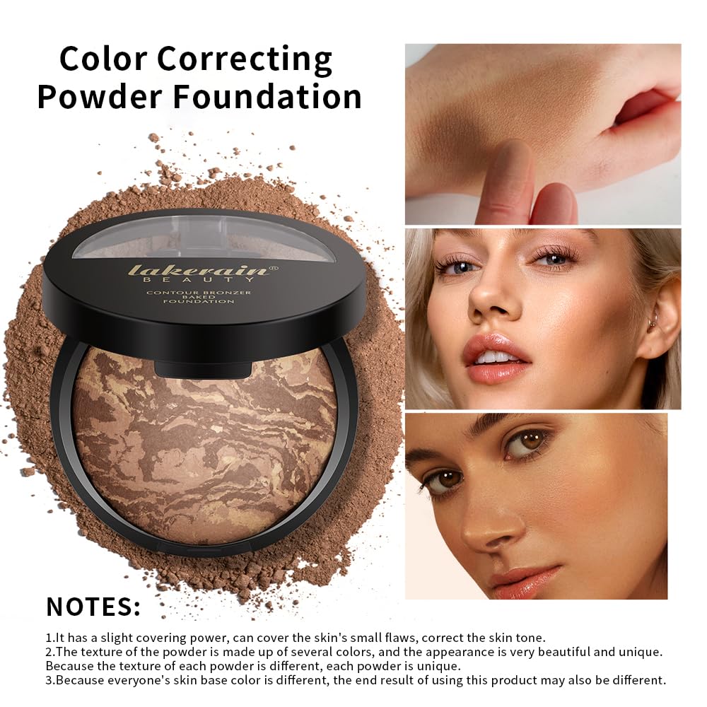 Baked Brighten Foundation, Coror Correcting Baked Balance Foundation,Buildable Coverage, Lightweight Powder Foundation, Creates a Perfect Canvas and a Natural Semi-Matte Finish(02# Tan)