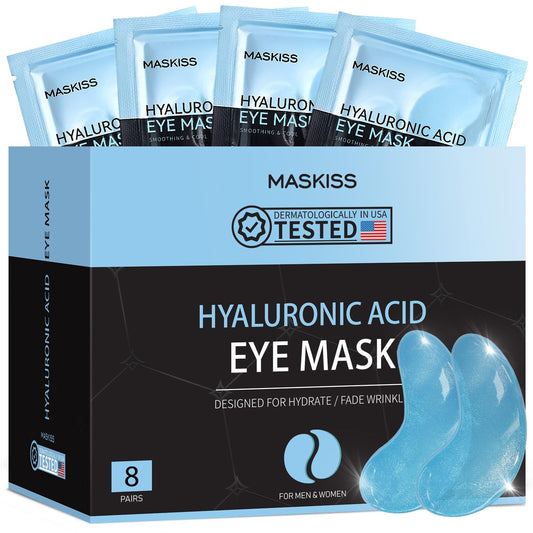 Under Eye Patches (8 Pairs), Hyaluronic Acid Eye Masks for Dark Circles Puffy Eyes Undereye Bags, Collagen Eye Patches for Wrinkles and Hydrate, Skin Care Gift for Her