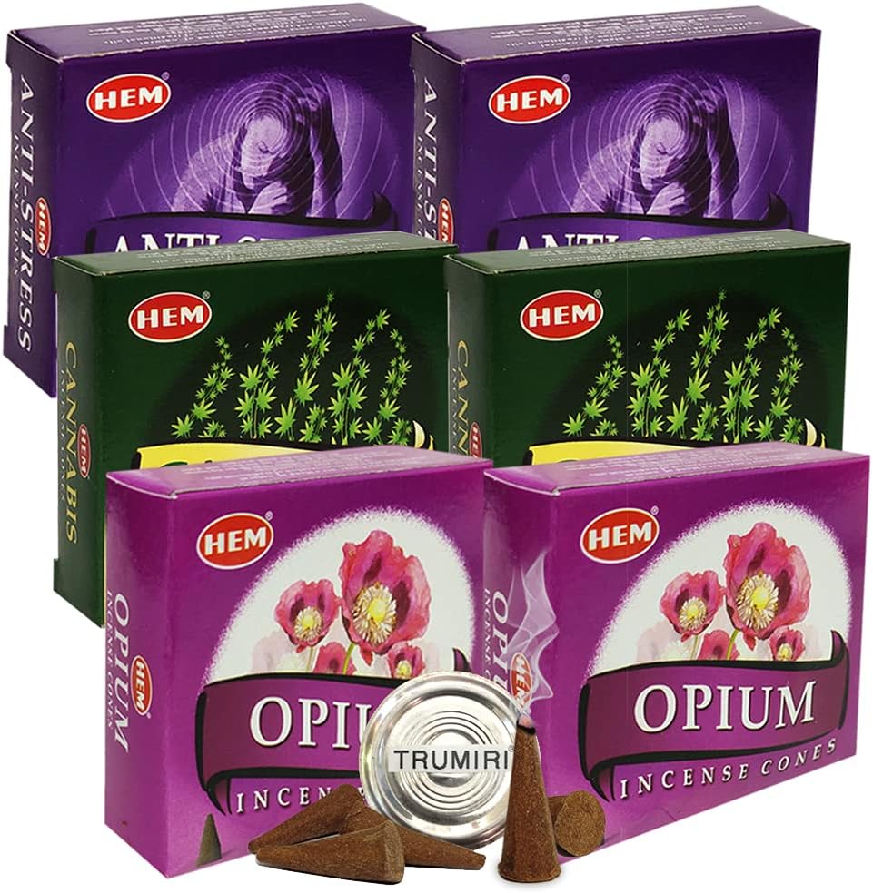Opium Cannabis Anti Incense Cones & Holder Bundle Variety Pack from Hem Trumiri Insense Insence