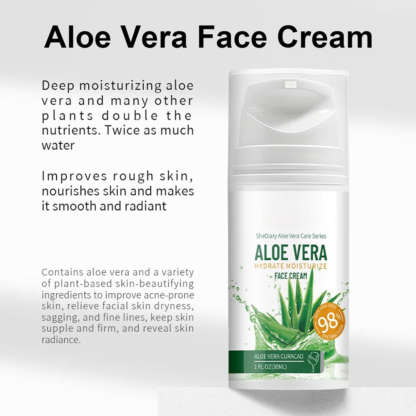 Aloe Vera Skin Care Sets & Kits, 4Pcs Moisturizing Face Care Set, Improve Rough Skin, Firming Skin and Reduce Fine Lines, Skincare Routine Set with Face Cream, Cleanser, Toner, Eye Cream