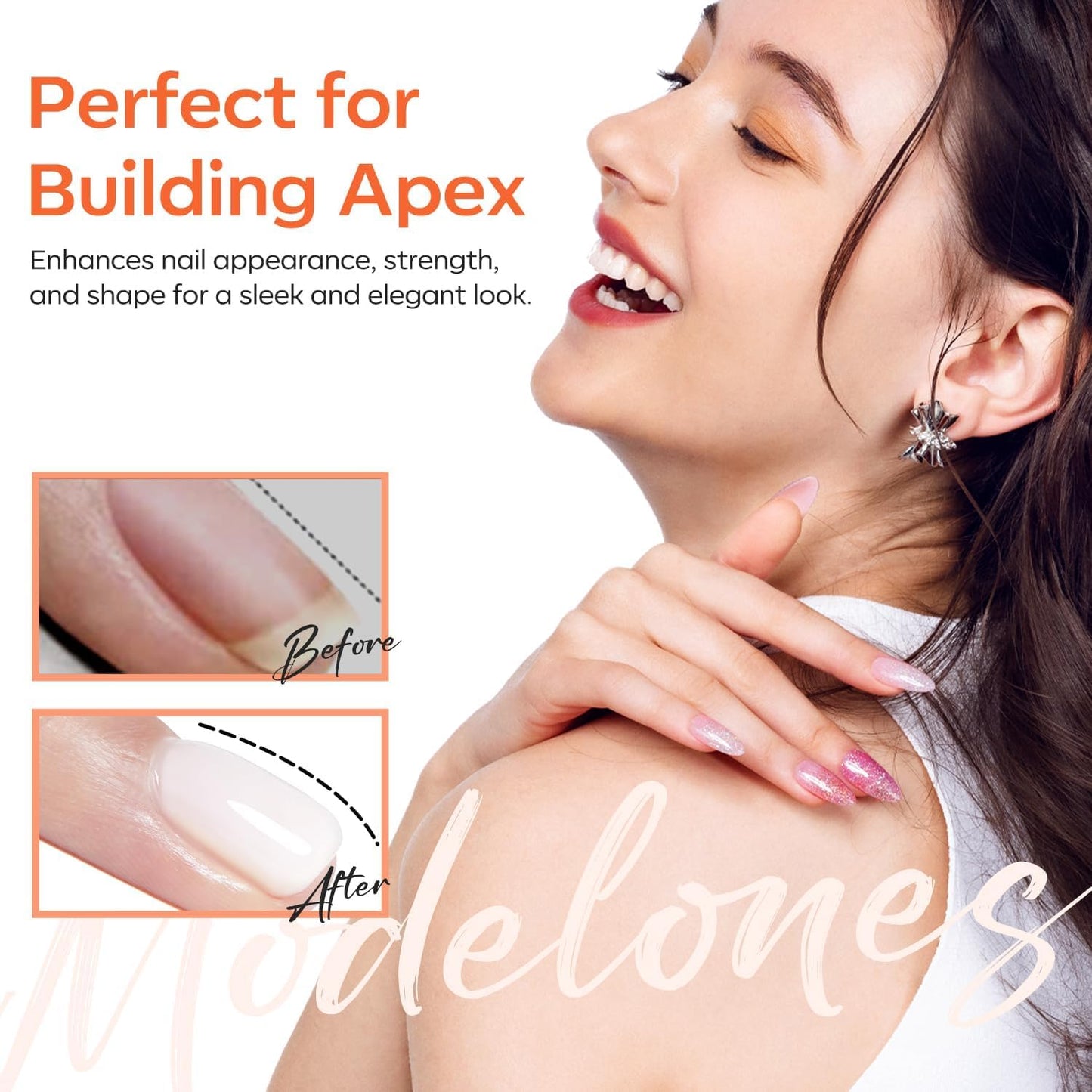 modelones Milky White Rubber Gel Base Coat, 6 in One Builder for Strengthen Apex Building Extension Long Lasting Protect Color Based Gel Polish Manicure for Fragile Nails Art Home Salon