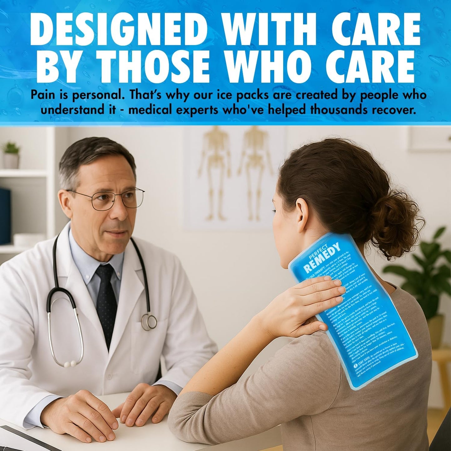 Perfect Remedy Rectangle Gel Ice Pack Bundle, Hot & Cold Ice Packs for Injuries Reusable for Body Tension & Muscle Pain Relief, Soft, Flexible & Adapts to Any Area (Blue, Large 2PK + Pink, Large 2PK)