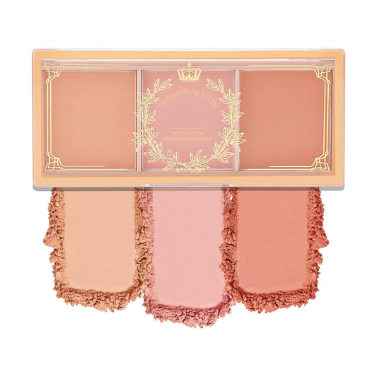 Boobeen 3 Color Blush Palette, Matte Pink Blusher, Blush Powder for Cheeks Makeup, Long Lasting Face Beauty Blush, Light and Smooth