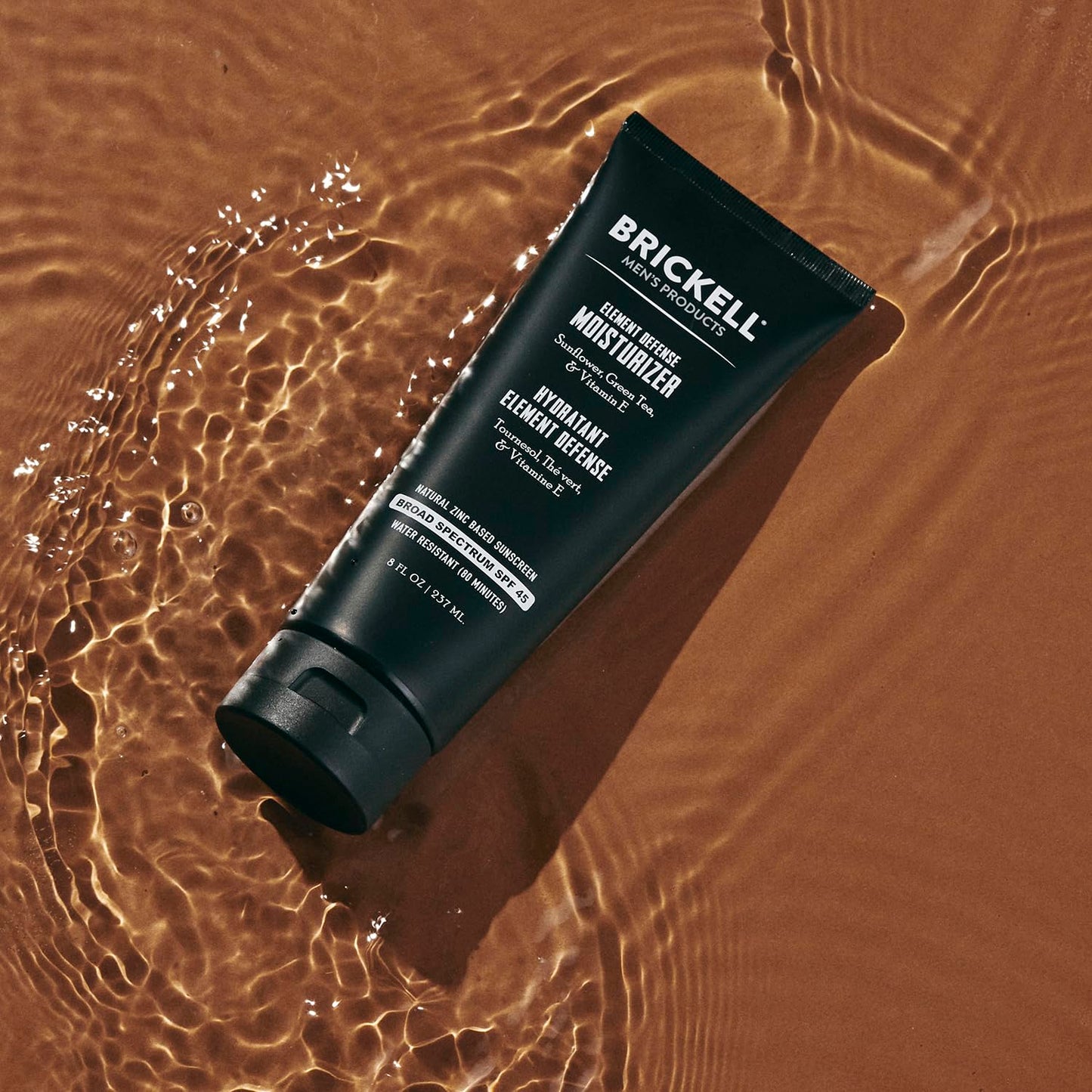 Brickell Men's Element Defense SPF45 Moisturizer for Men, Natural & Organic, Zinc Oxide Mineral Sunscreen, Hydrates and Protects Skin Against UVA/UVB Rays, 8 Ounce, Unscented