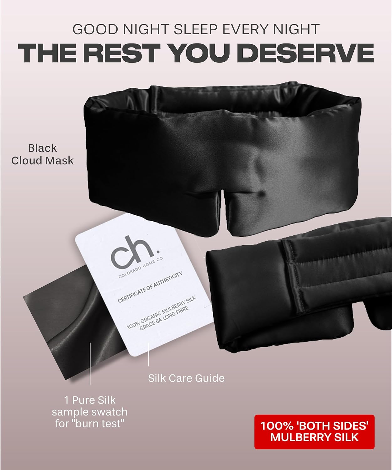 SUNDAYSILKS™ | Adjustable Silk Sleep Mask for Side Sleeper | Cloud-Like Comfort, Weighted for Deep Sleep | Soft Sleep Face Mask for Women & Men, Full Blackout, Cooling Silk Eye Mask for Sleeping