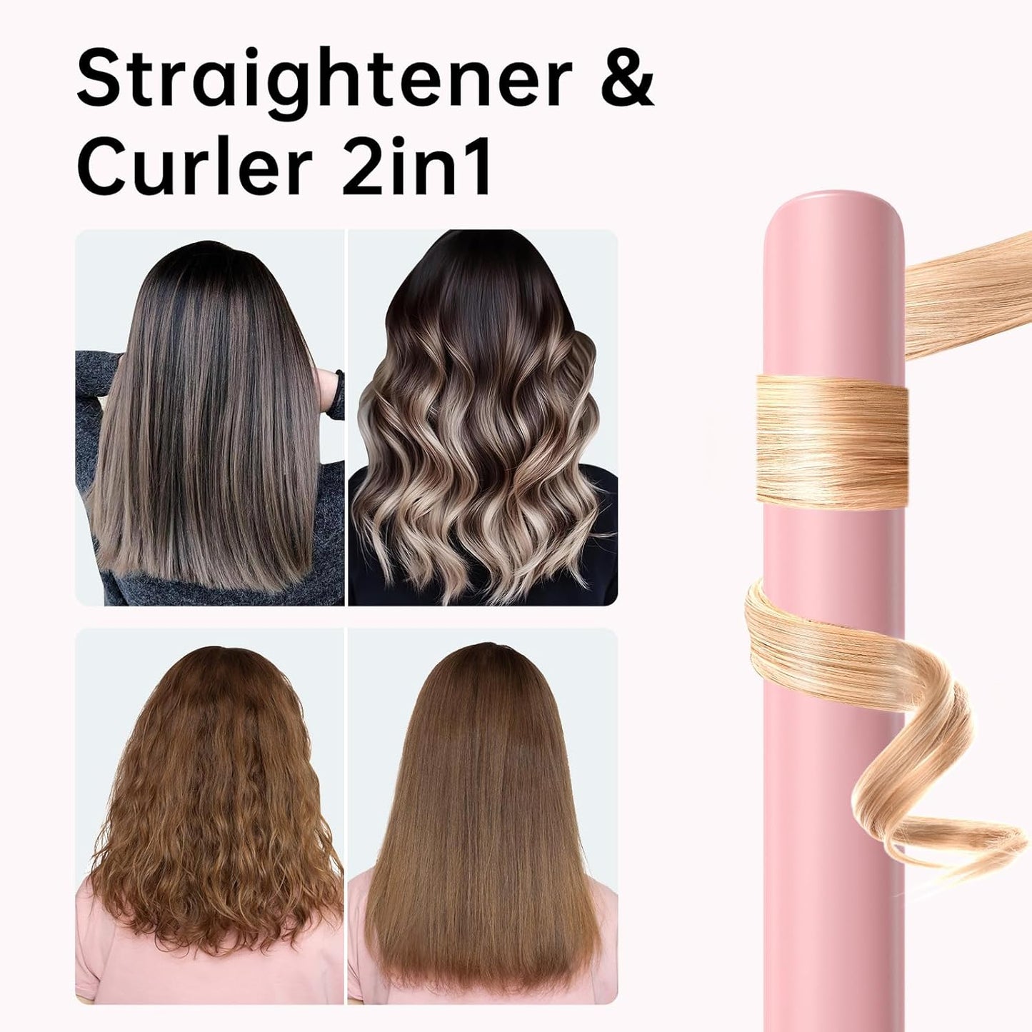 Mini Flat Iron 1 Inch Ceramic Mini Hair Straightener, Small Flat Irons for Short Hair, Curls Bangs, Dual Voltage for Travel,Dual Voltage for Worldwide Use