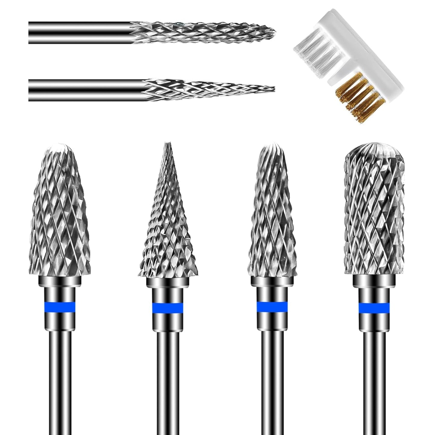 6 Pack Nail Drill Bits for Acrylic Nails, 3/32" Shank Drill Bits for Nails Professional Electric Cuticle Drill Bit, Cuticle Cleaner Nail Gel Polish Remover Tool for Home Salon Nail Bits-Blue