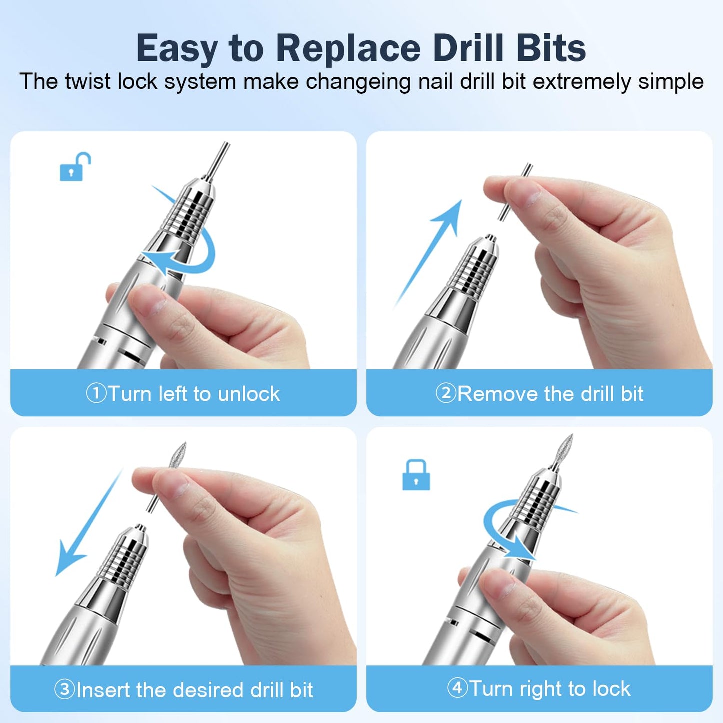 NAILGIRLS Electric Nail Drill Professional 35000RPM with Foot Pedal, Nail Drill Machine for Acrylic Gel Nails Manicure Pedicure with LCD Display Efile Tool for Salon Home Use