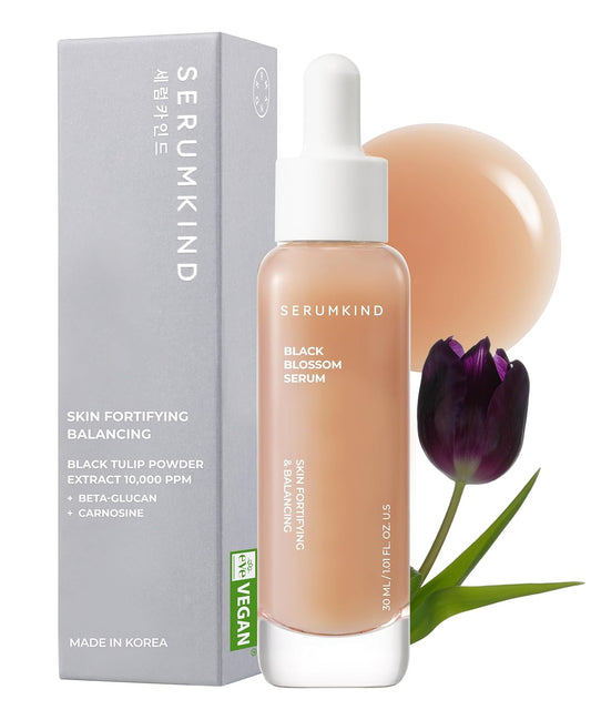 SERUMKIND Black Tulip Serum - Barrier Repair Antioxidant Korean Face Serum – Beta Glucan – Hydrating and Anti-aging – Vegan, Cruelty-Free, Unscented – 1.01 fl.oz.