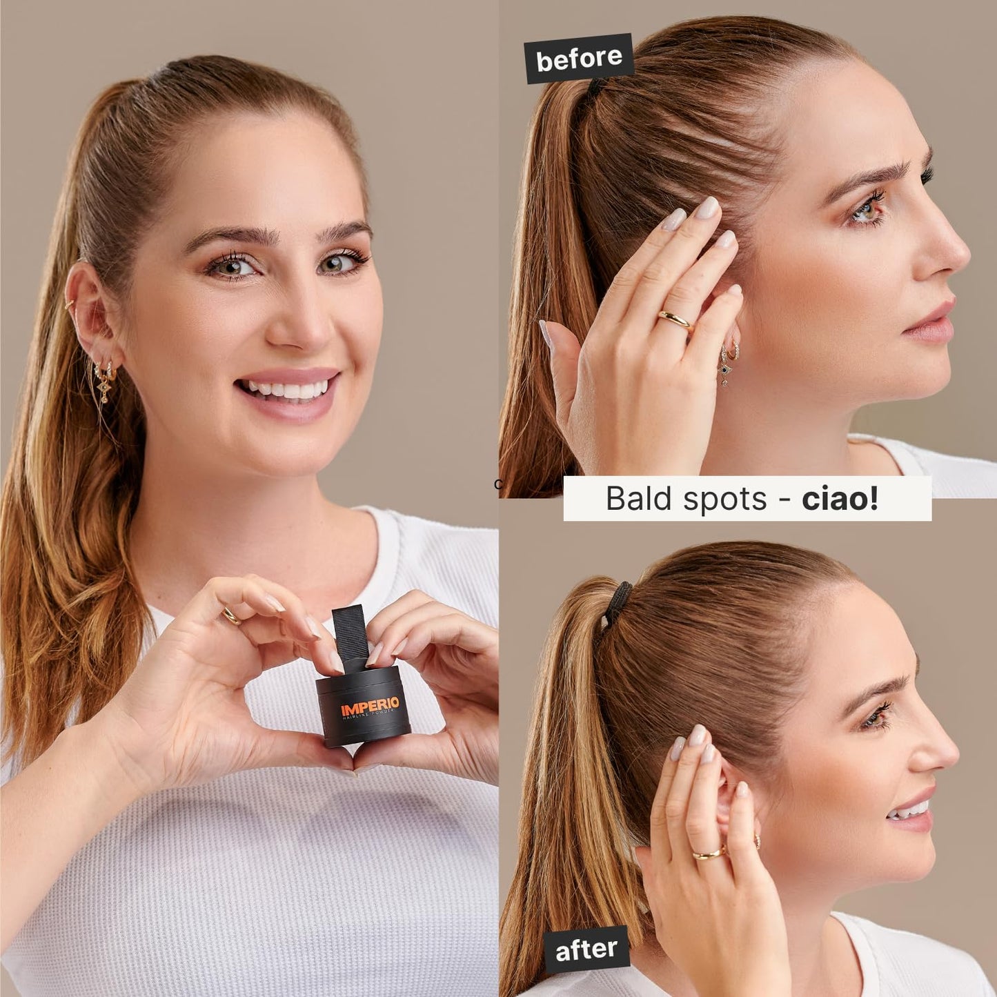 IMPERIO Root Touch Up Hair Powder for Concealing Hair Loss instantly - Hairline Powder for Women & Men - Water resistant Root Cover Up for Thinning Hair in Premium Hairdressing Quality (Light Gray)