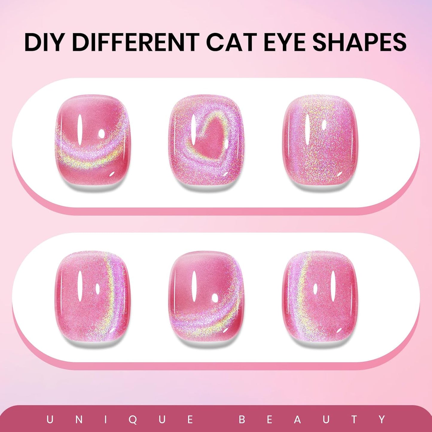 UV Gel Polish Cat Eye with Magnetic Nail Gel Polish Holographic Cat Eye Gels Nails for Home DIY 15ml/0.54fl oz with Magnet Soak Off UV Manicure Gift for Women Girls