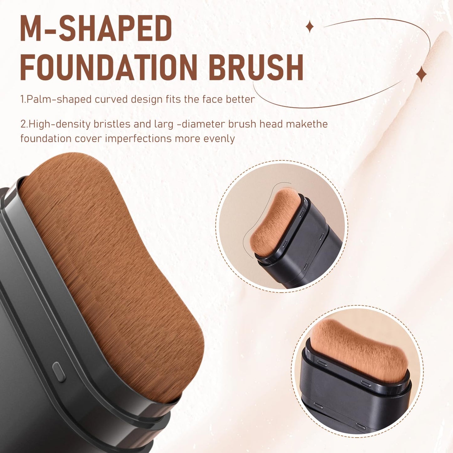 2PCS Long-Lasting Concealer Foundation Stick, Full Coverage Foundation Stick, 2-in-1 Contouring foundation with Brush, Cover Blemishes for All Skin Types (01#Ivory)