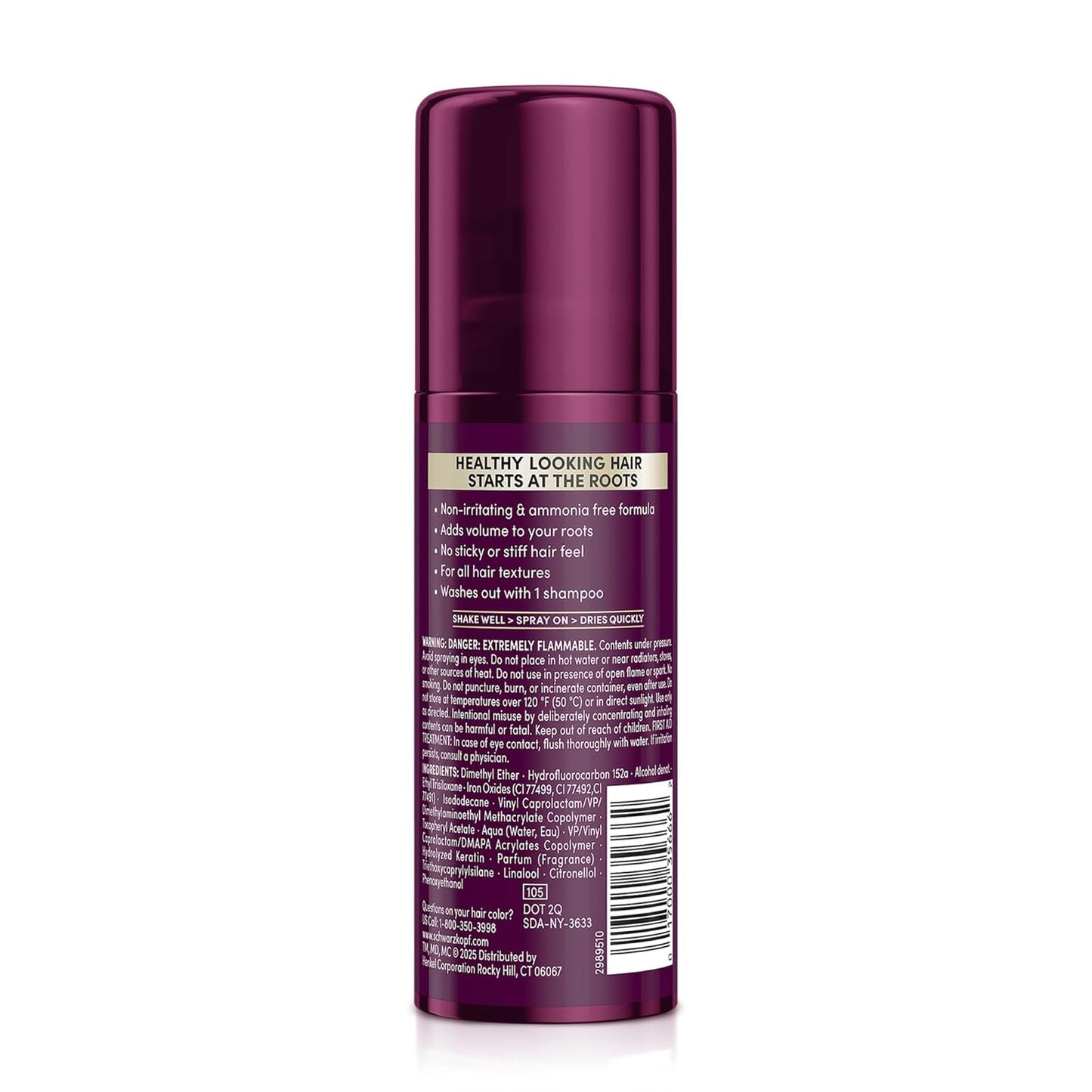 Schwarzkopf Keratin Color Root Temporary Hair Color Spray, Light Brown - Salon Inspired Temporary Hair Dye, for up 100% Gray Coverage and Thicker Looking Roots, Ammonia free